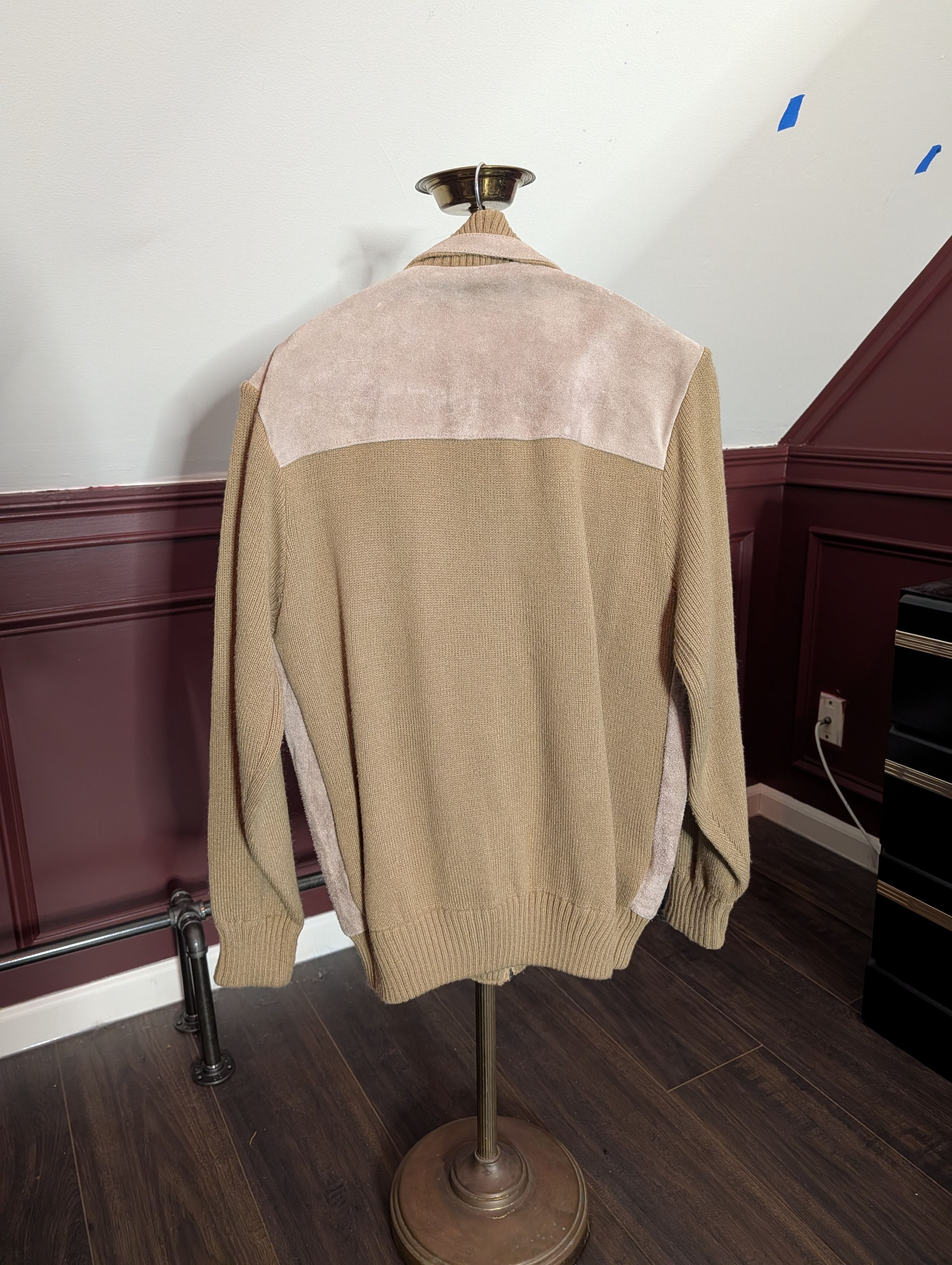 Other MARC ROBBINS vtg suede leather knit insert bomber jacket Size US L / EU 52-54 / 3 - 9 Thumbnail