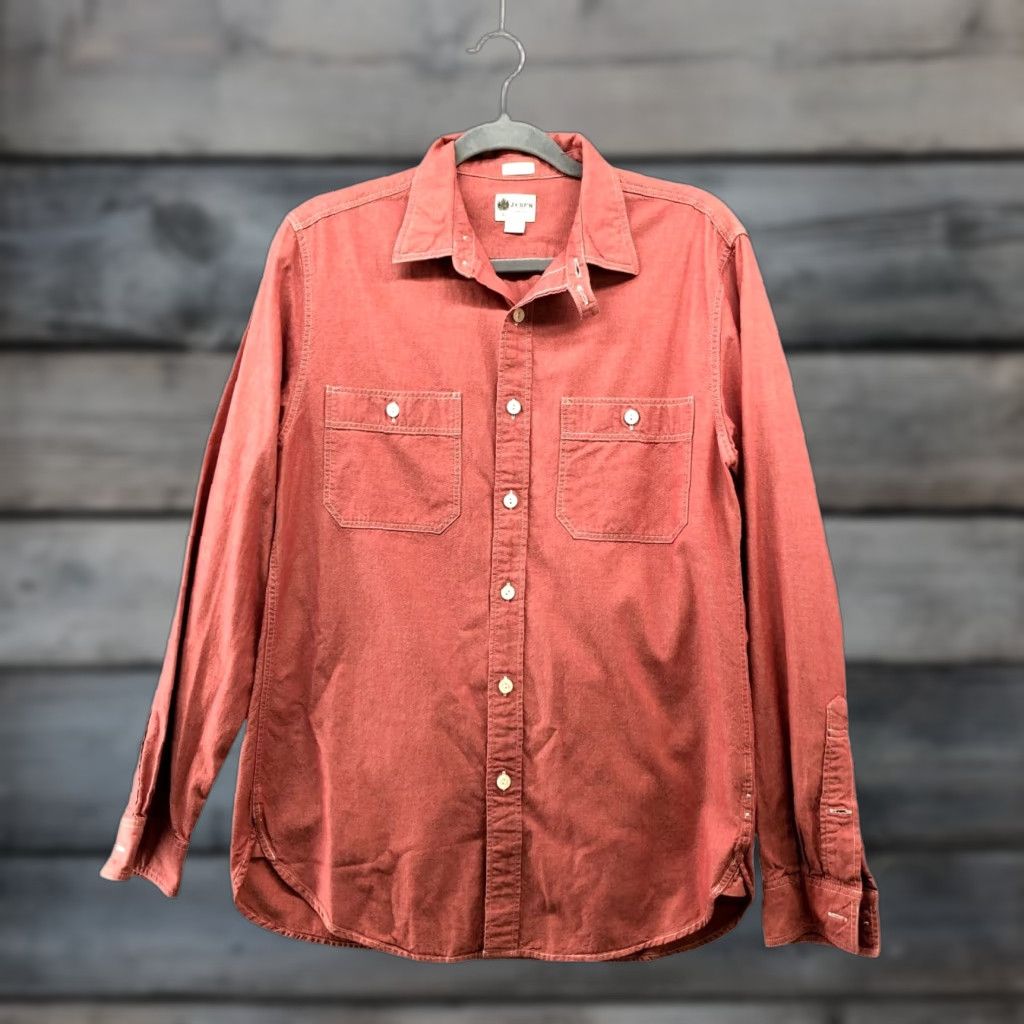 J.Crew J. Crew Shirt Mens S Button-Up Long Sleeve Salmon Pink Cotton Tailored Fit Chest Pockets Size US S / EU 44-46 / 1 - 1 Thumbnail
