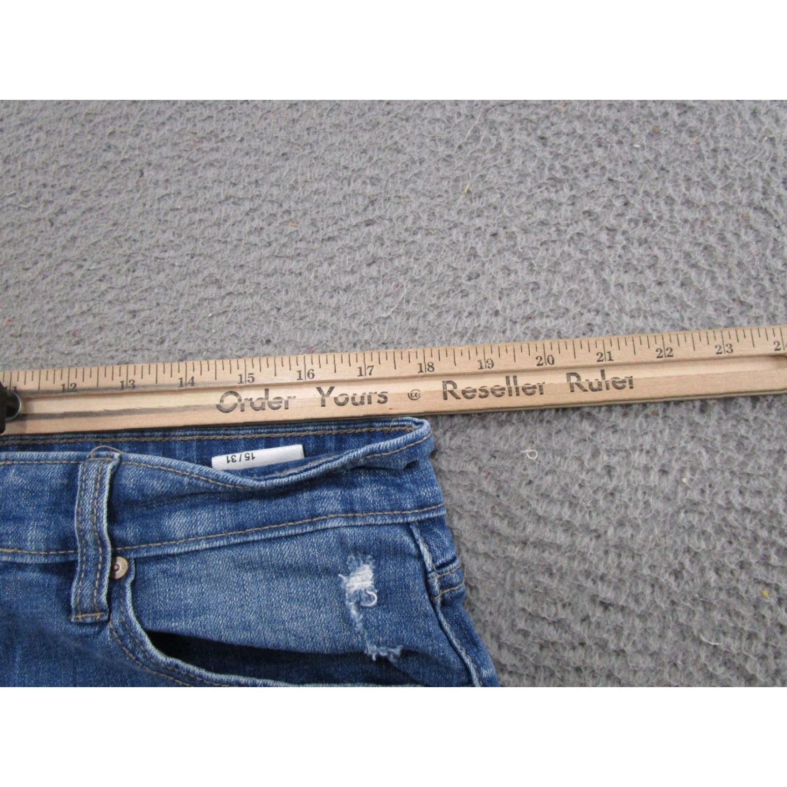 Vintage Kancan Women’s Blue Stretch Denim Jeans Size 15 Regular Distressed High Rise Jeans Size 36" / US 14 / IT 50 - 6 Thumbnail