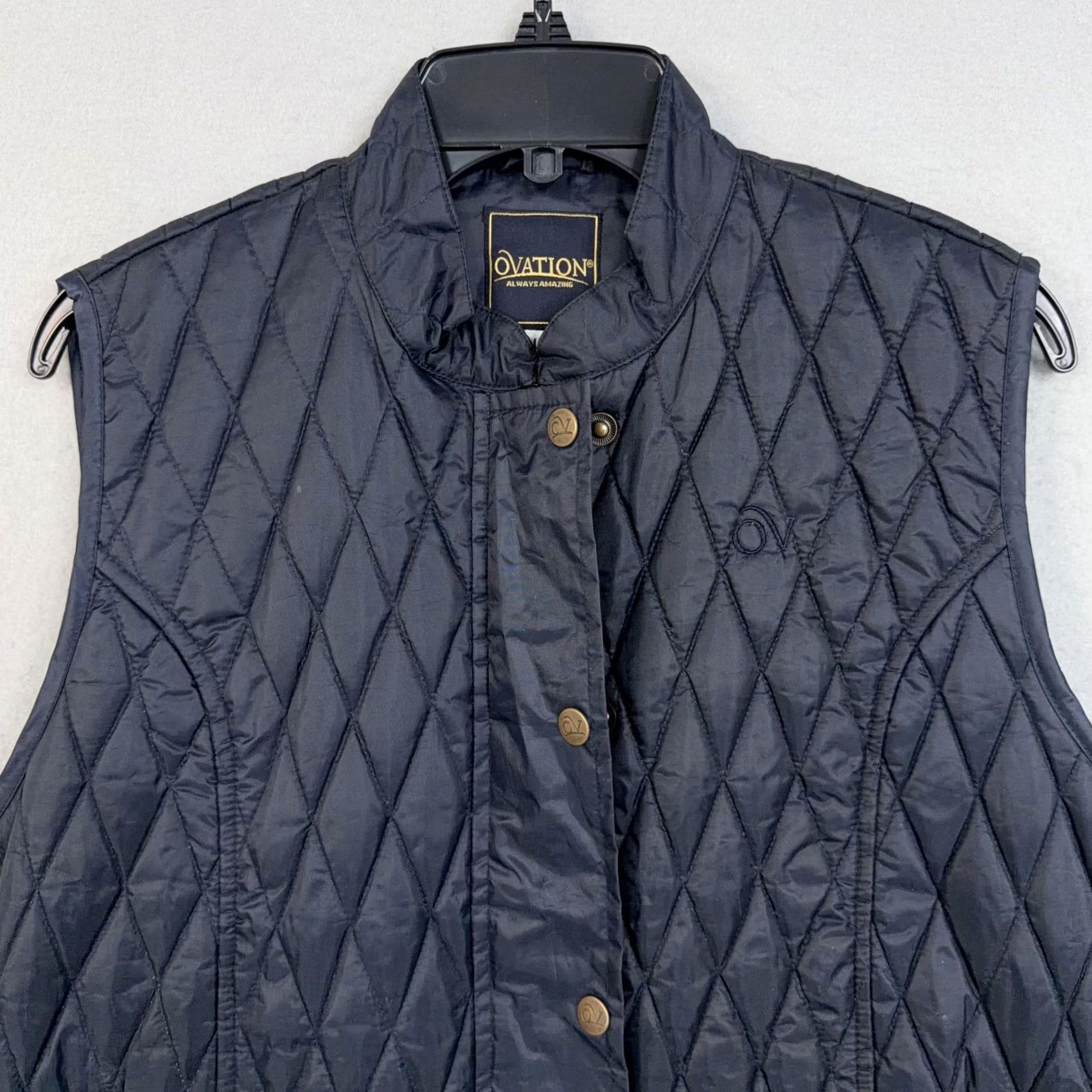 Vintage Ovation Vest Womens Large Blue Quilted Snap Front Equestrian Outdoor Gilet Size L / US 10 / IT 46 - 2 Thumbnail
