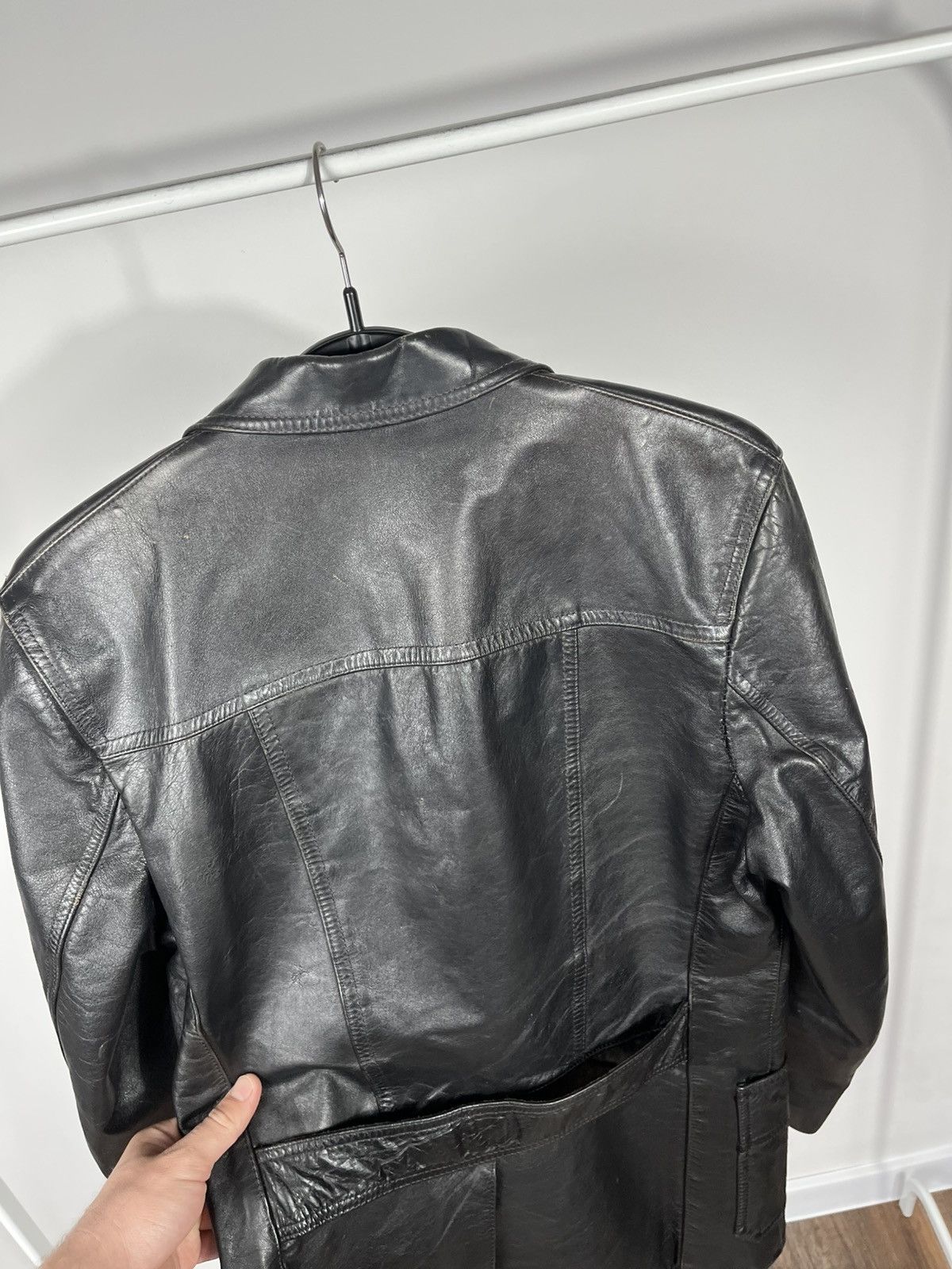 Leather Vintage Leather Blazer Jacket Made in Finland Heavy Coat L Size US S / EU 44-46 / 1 - 12 Thumbnail