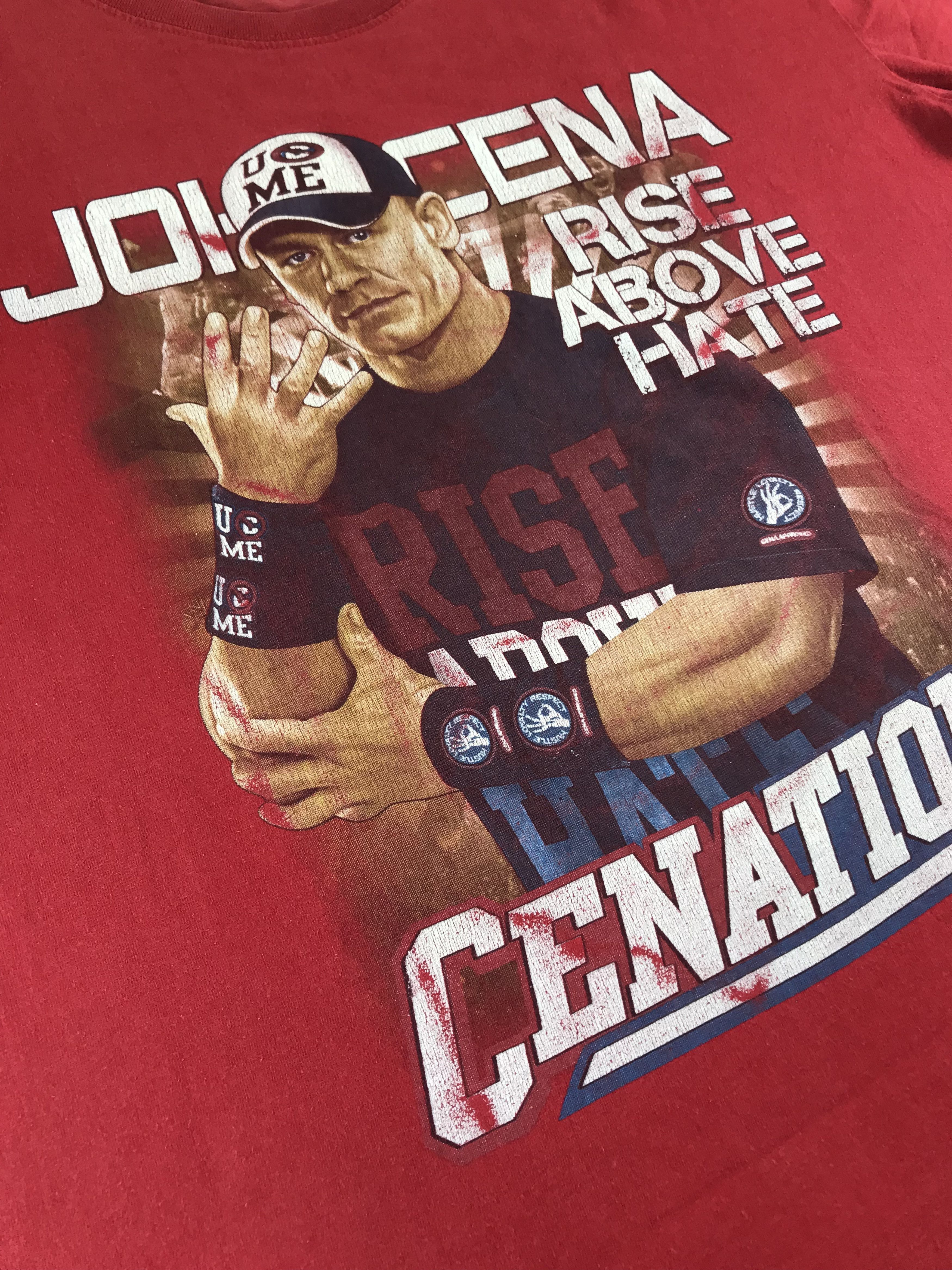 WWE Vintage John Cena 'Rise Above Hate' Over Printed Tee Size US XL / EU 56 / 4 - 4 Thumbnail