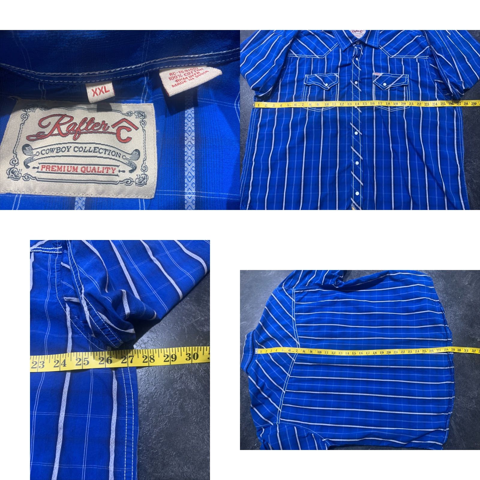 Vintage VINTAGE Rafter C Men's Cowboy Collection Long Sleeve Shirt 2XL Blue Striped Pearl Snap Western Cowboy Rodeo Size US XXL / EU 58 / 5 - 8 Thumbnail