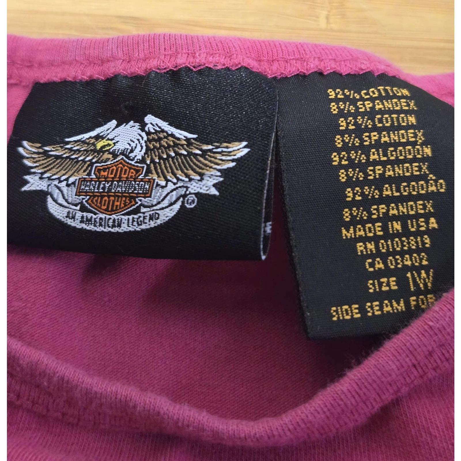 Harley Davidson Harley-Davidson Shirt Womens 1X Pink Motorcycle Graphic Made USA Winged Logo Tee Size XL / US 12-14 / IT 48-50 - 3 Thumbnail