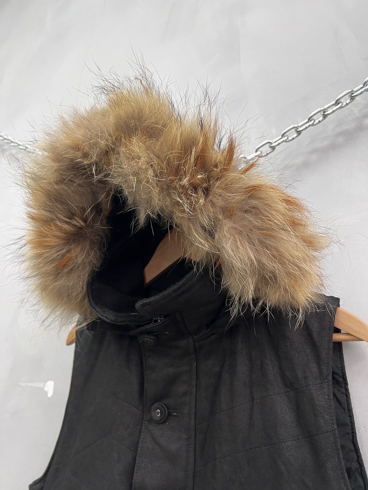 Le Grande Bleu (L.G.B.) Black real fur hood japanese jacket vest rick owens style Size US M / EU 48-50 / 2 - 4 Thumbnail