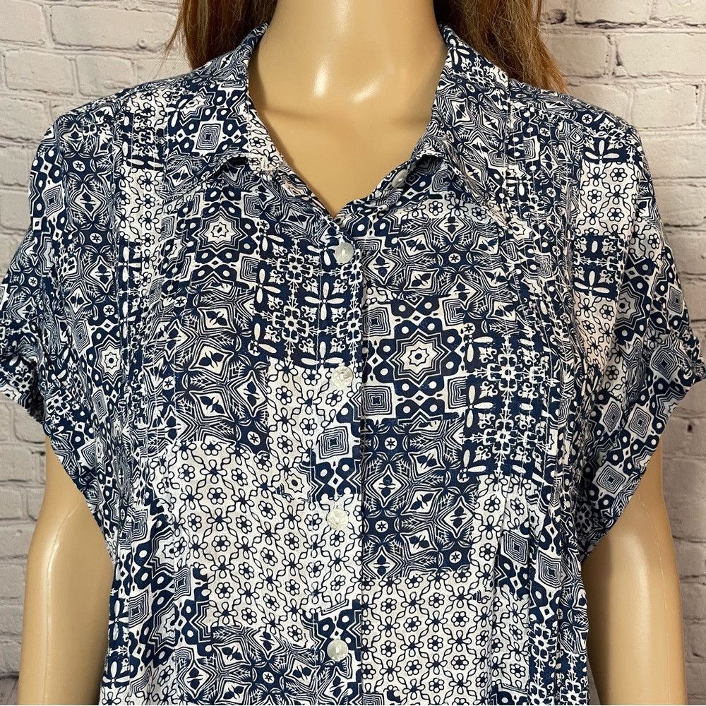 Other NWT New Jane And Delancey Blue Floral Short Sleeve Blouse 1 Size XL / US 12-14 / IT 48-50 - 2 Thumbnail