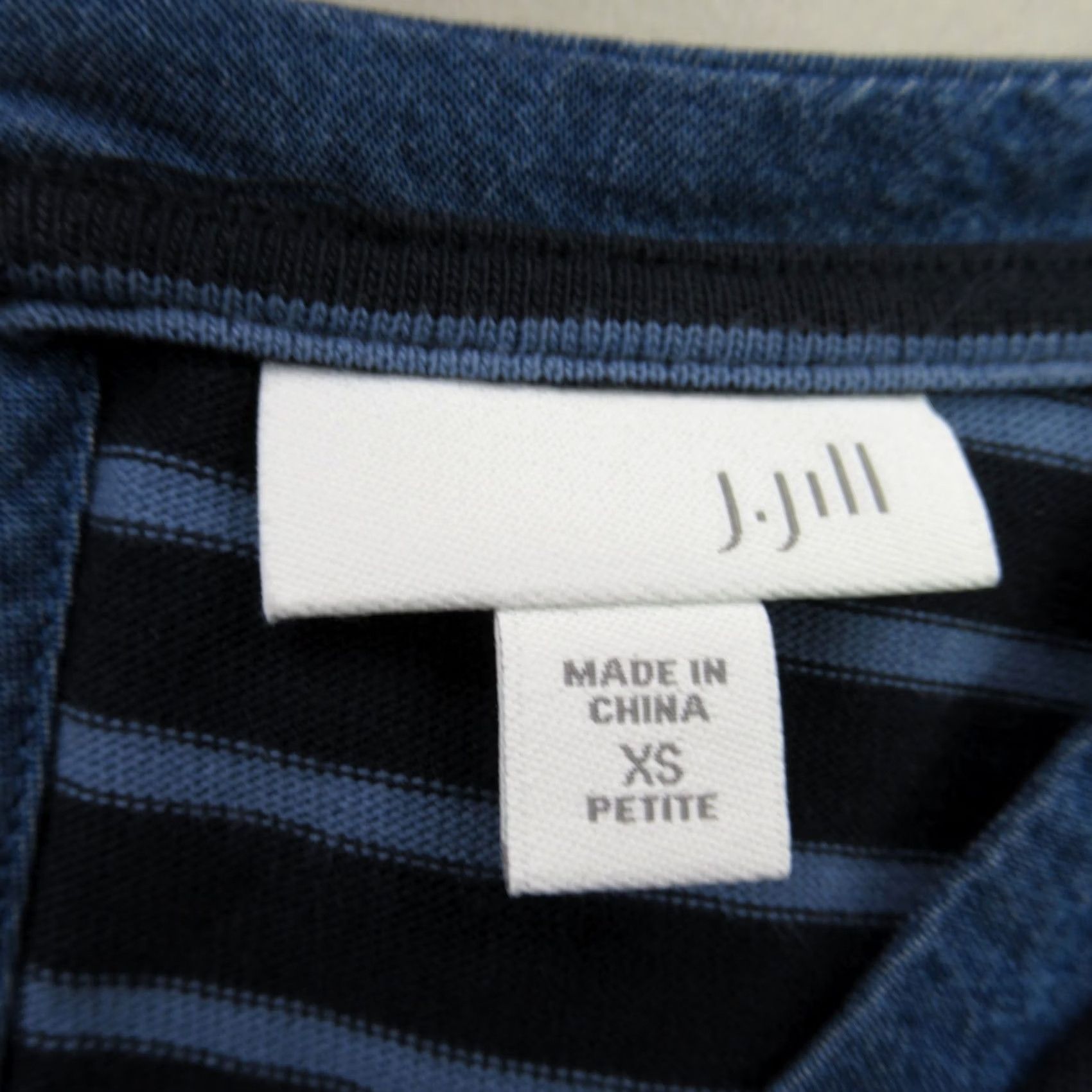J. Jill J Jill Shirt Dress Womens XS Petite Long Sleeve Crew Neck Stripes Casual Knit 100% Cotton Knee Length Blue Women's Mens? Size XS / US 0-2 / IT 36-38 - 4 Thumbnail