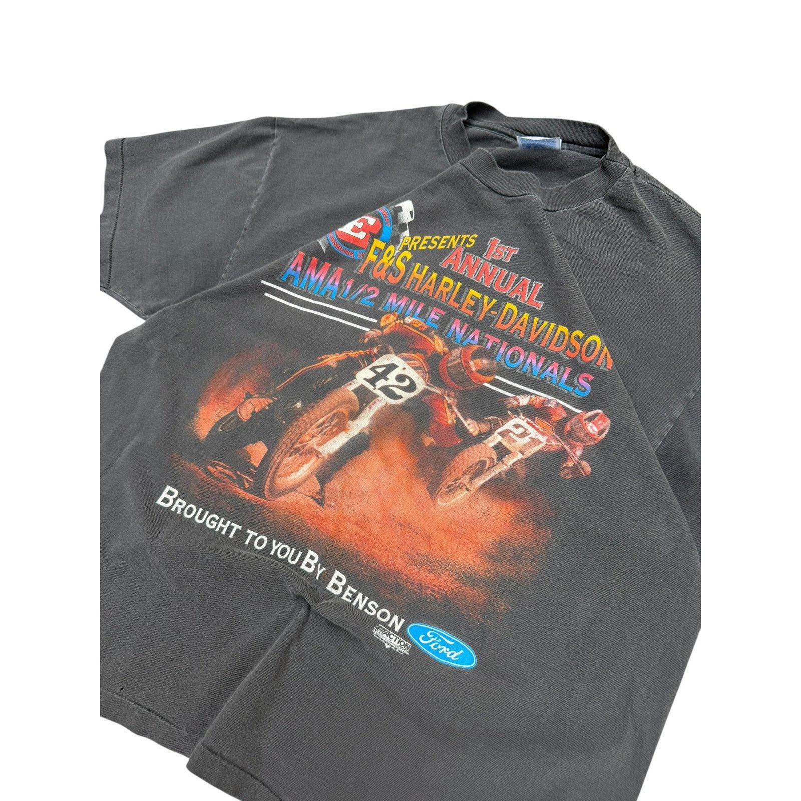 Harley Davidson Faded 1990's Harley Davidson x Ford Speedway Racing T-Shirt Size US L / EU 52-54 / 3 - 2 Thumbnail