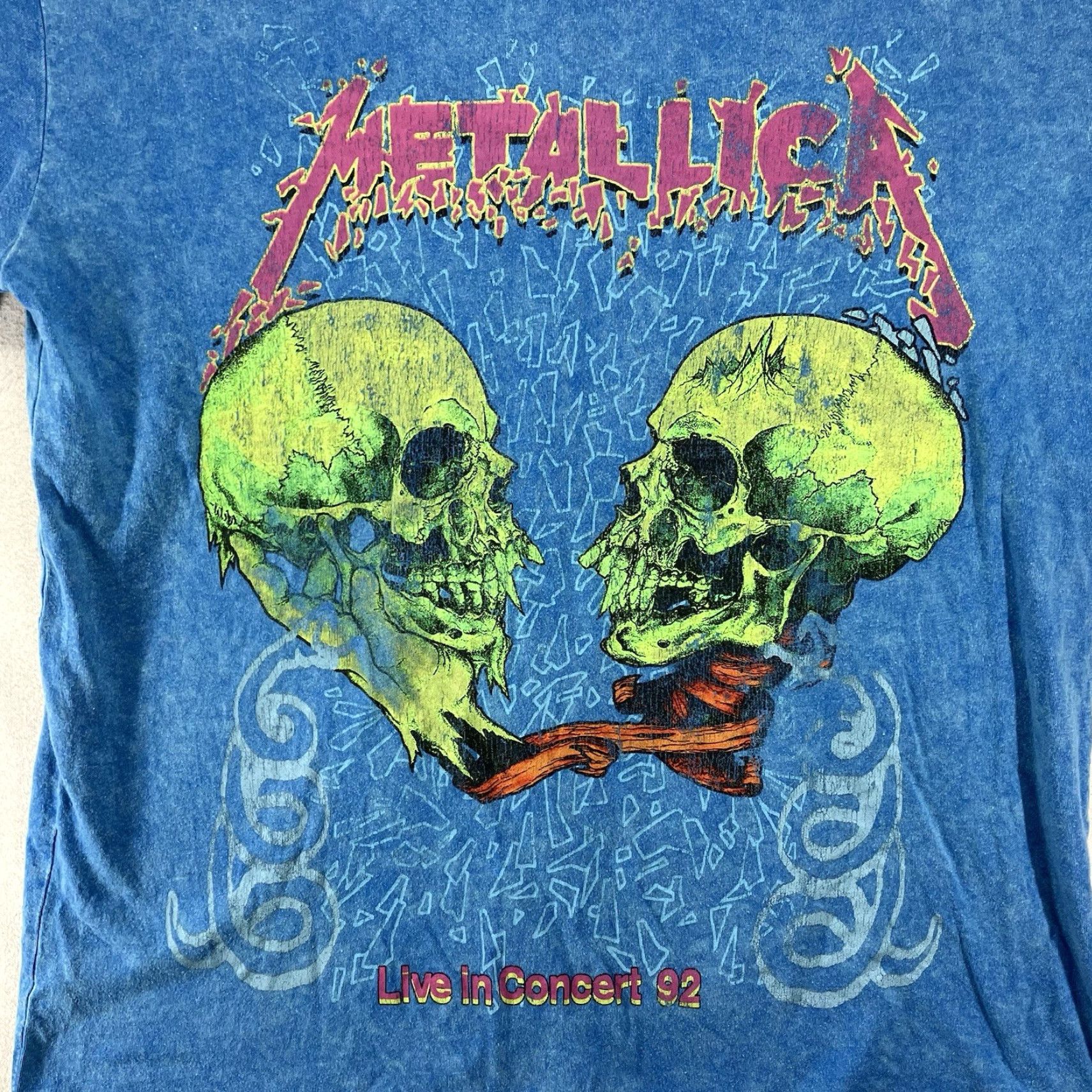 VIBE Metallica T-Shirt 2020s Unisex Short Sleeve Crew Neck Graphic Print Skull Beach Vibe Oversized Blue Small Size US S / EU 44-46 / 1 - 2 Thumbnail
