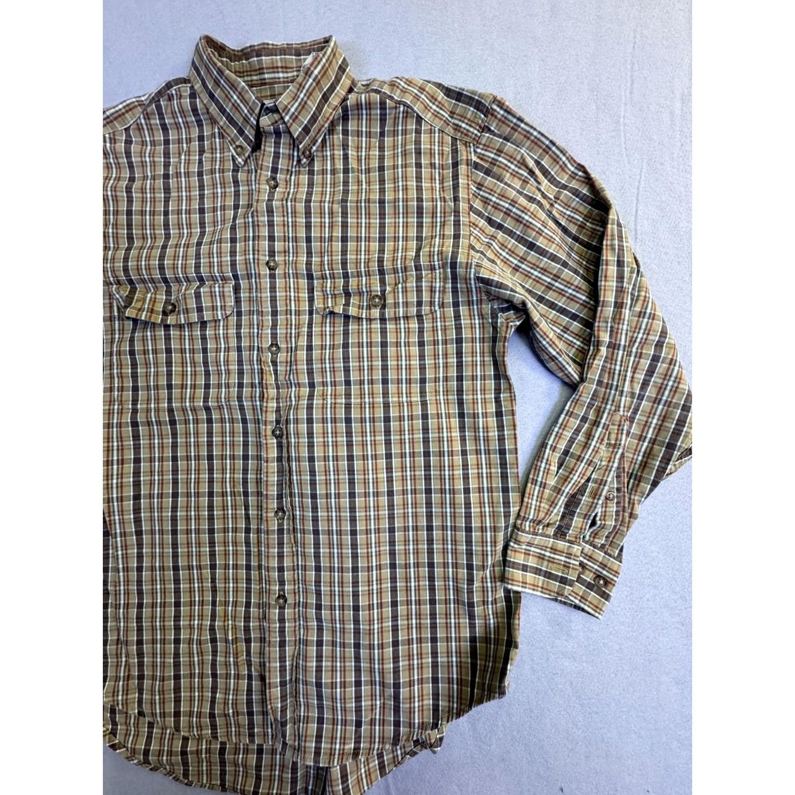 Gap Gap Shirt Mens Small Beige Plaid Long Sleeve Button Front Pockets Casual Size US S / EU 44-46 / 1 - 2 Thumbnail