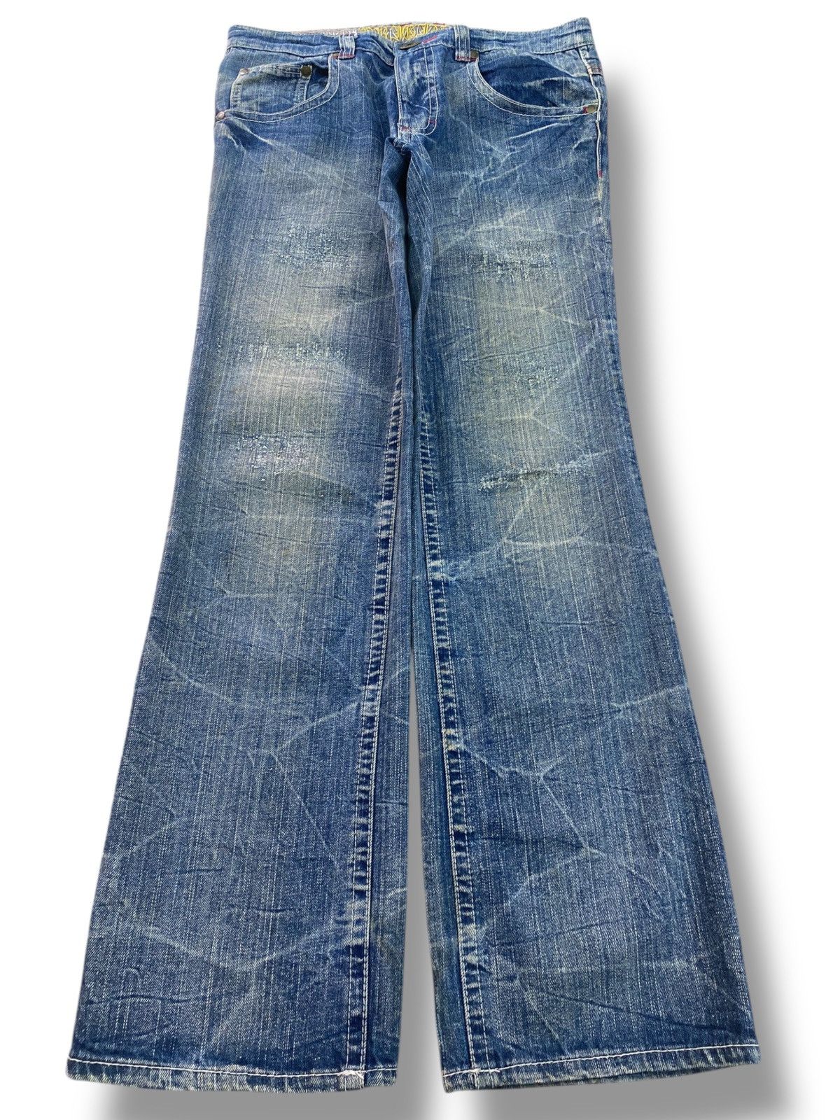Japanese Brand Japanese Brand Mud Wash Honeycomb Style Straight Leg Jeans Size US 33 - 1 Thumbnail