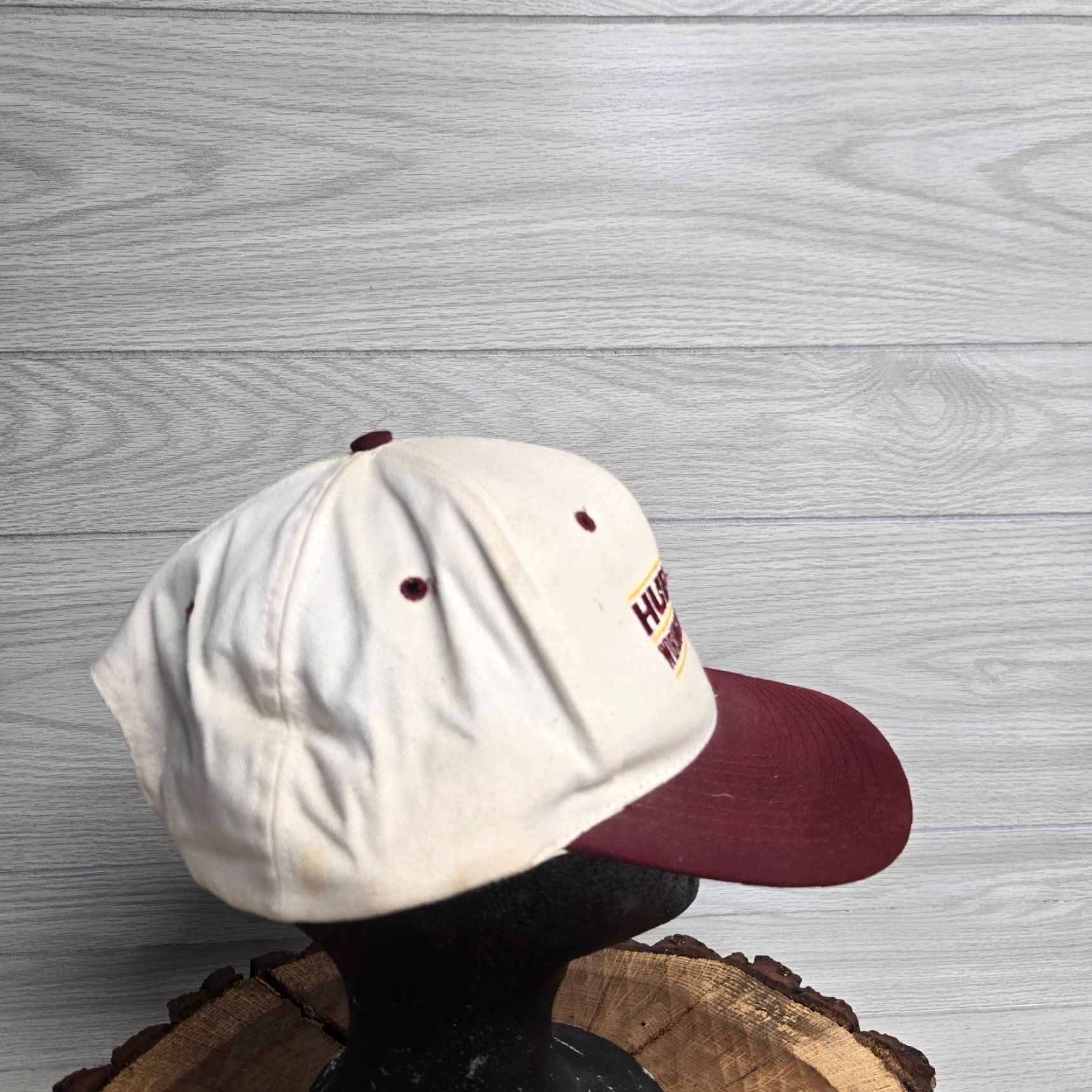 Vintage Hubbell "Wiring Device - Kellems" Tan Baseball Hat Cap Snapback Adult Adjustable Hat Beige Cotton Canvas Logo Size ONE SIZE - 2 Thumbnail