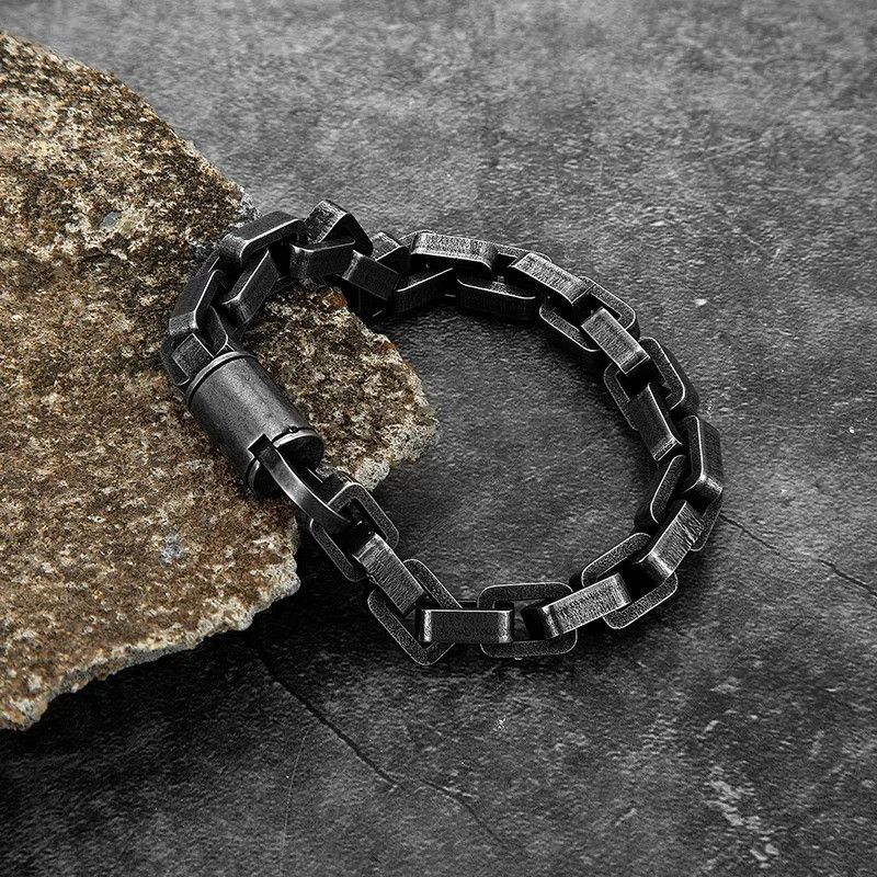 Other Black Heavy Retro Link Chain Bracelet Bangles Gift For Him Size ONE SIZE - 1 Thumbnail