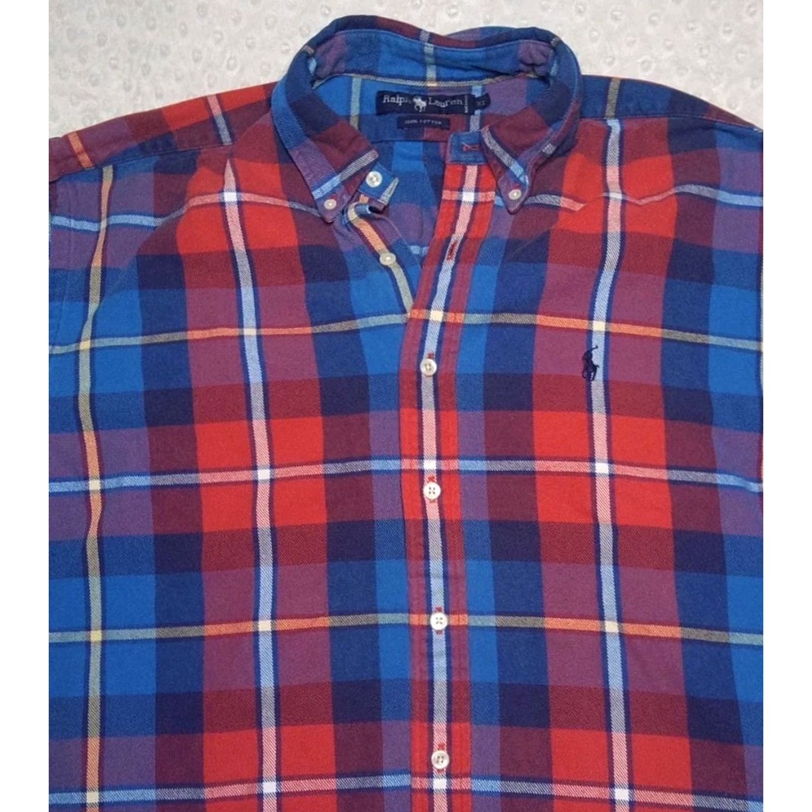 Ralph Lauren Ralph Lauren Flannel Shirt Heavy-Weight 100% Cotton Red/Blue Mens XL Vintage Button-Up Plaid Size US XL / EU 56 / 4 - 4 Thumbnail