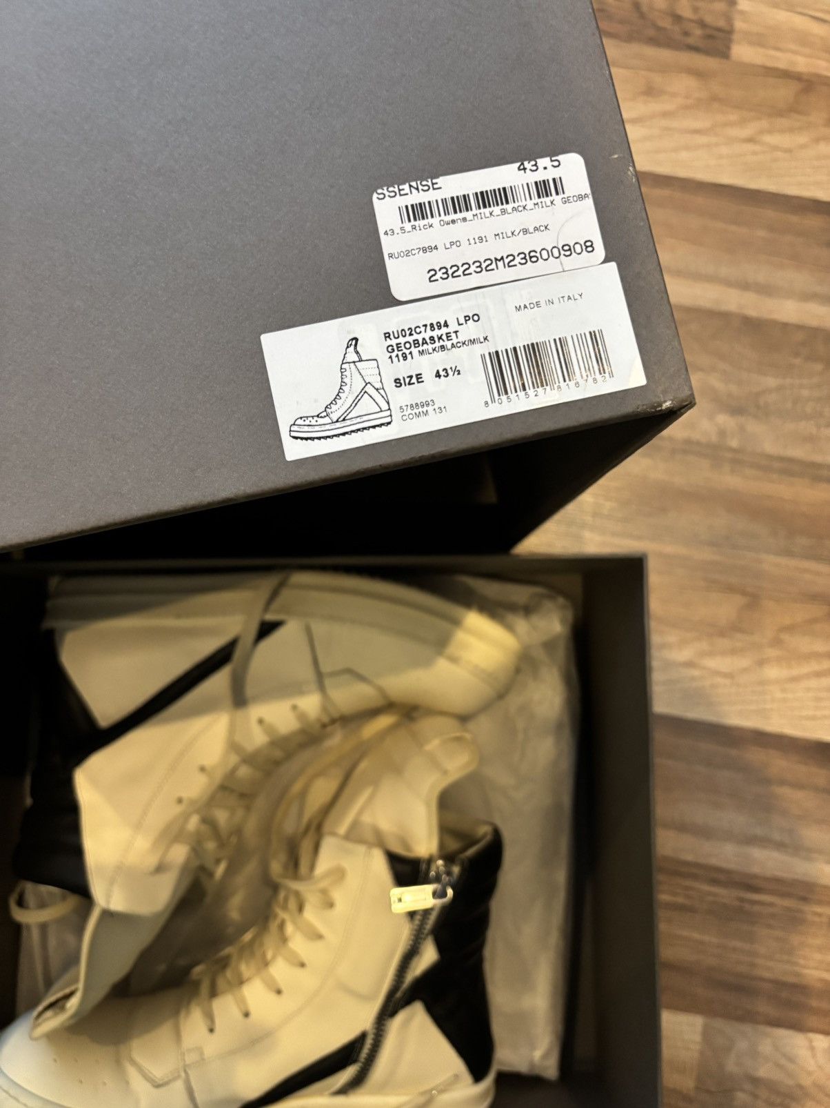 Rick Owens RICK OWENS GEOBASKET MILK/BLACK Size US 10.5 / EU 43-44 - 6 Thumbnail