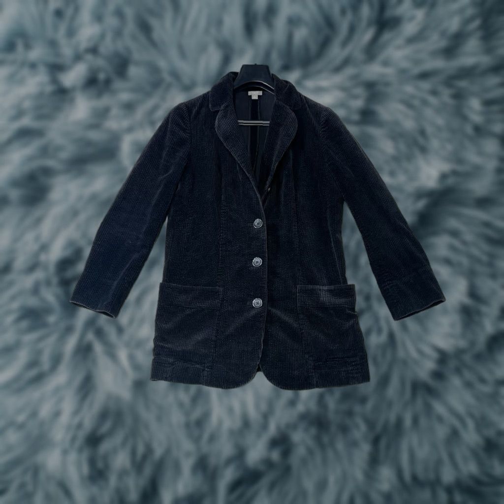 J. Jill J.Jill Corduroy Jacket Blazer Black Velvet Trim Three Buttons Women's S Black Women's Small Jacket Size S / US 4 / IT 40 - 1 Thumbnail