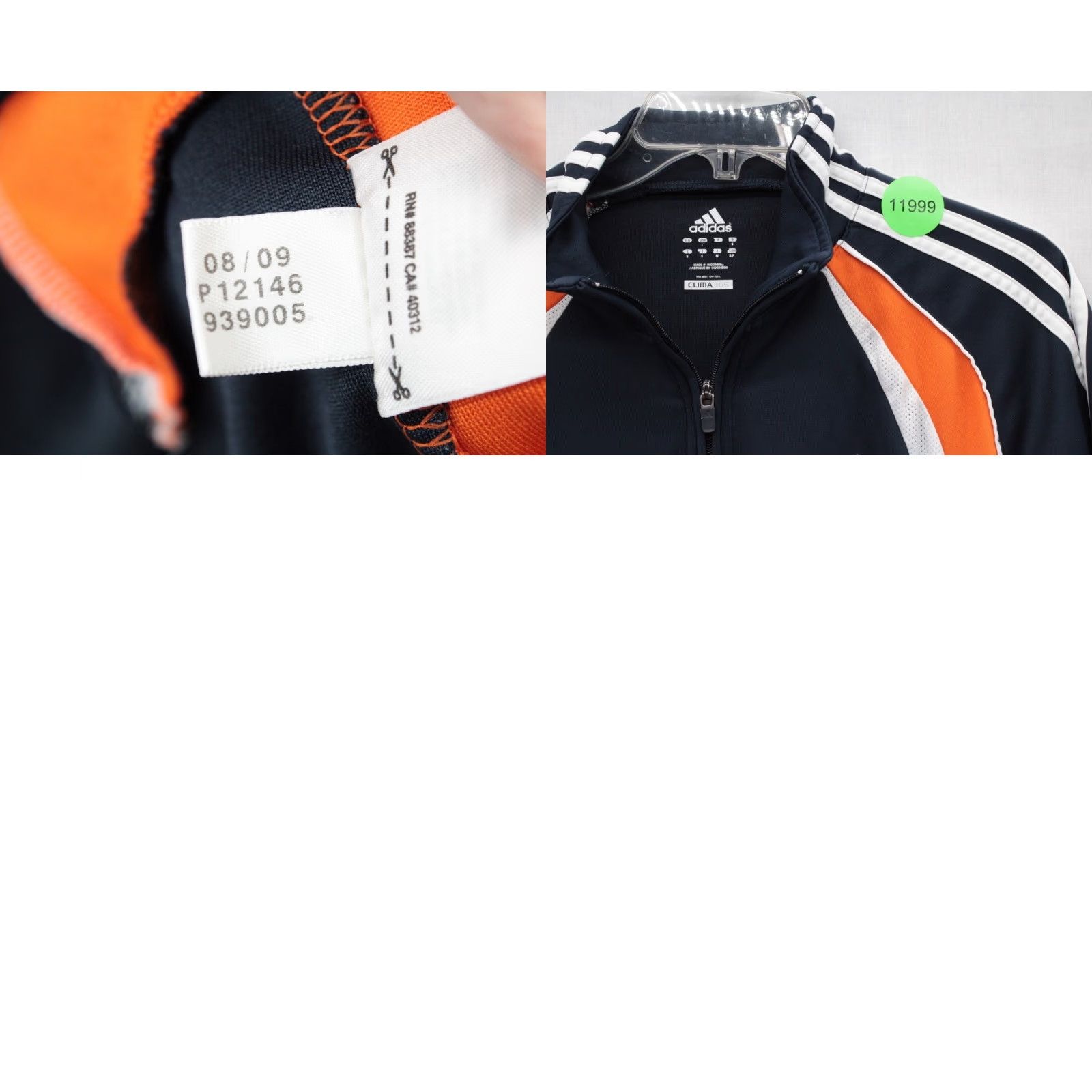 Adidas Adidas Clima365 Jacket Mens Small Blue Orange Performance Track Jacket No Pockets Vented 40in Chest 33" Neck to Cuff 20" Pit to Pit Size US S / EU 44-46 / 1 - 8 Thumbnail