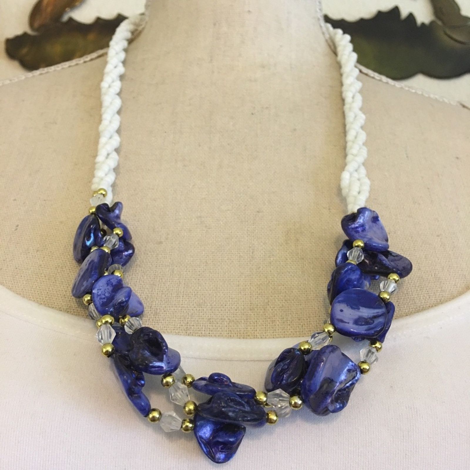 Vintage Vintage 80s blue abalone shell seed bead necklace Size ONE SIZE - 1 Thumbnail