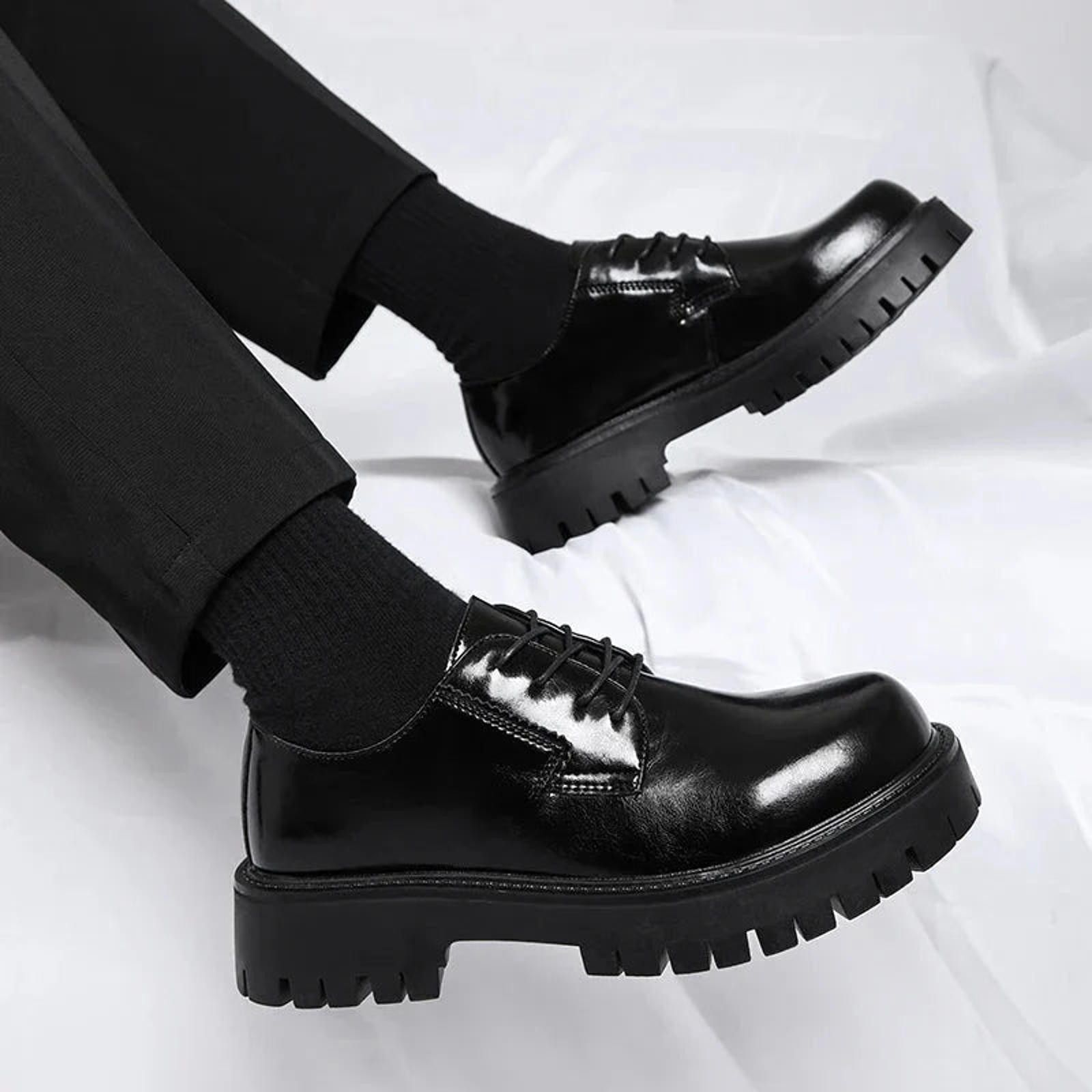 Leather Faux Leather Mapo Lace Up Chunky Shoes Size US 7 / EU 40 - 1 Thumbnail
