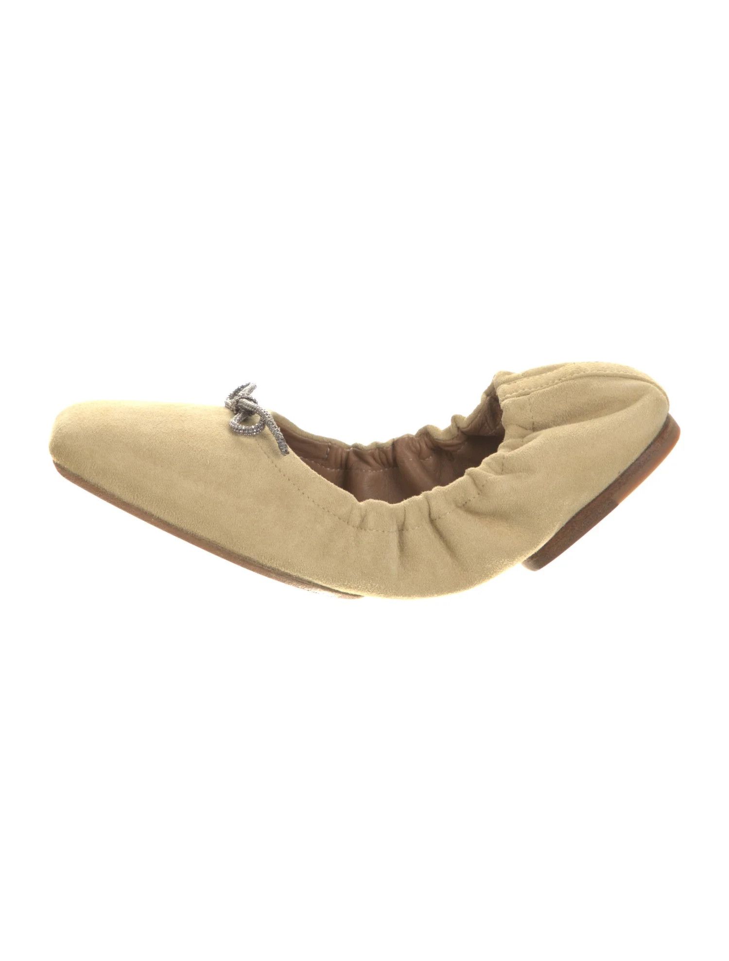 Brunello Cucinelli o1mle0824 Ballet Flats With Bow Detail in Neutrals Size US 7 / IT 37 - 1 Thumbnail