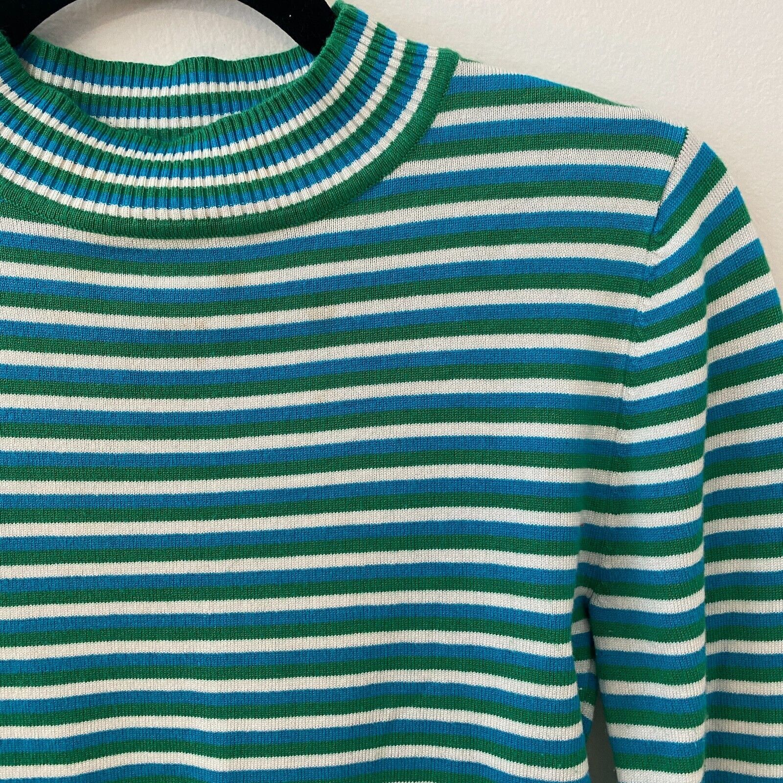 Other Silence + Noise Blue Green Striped Cropped Mock Knit Top S Size S / US 4 / IT 40 - 7 Thumbnail