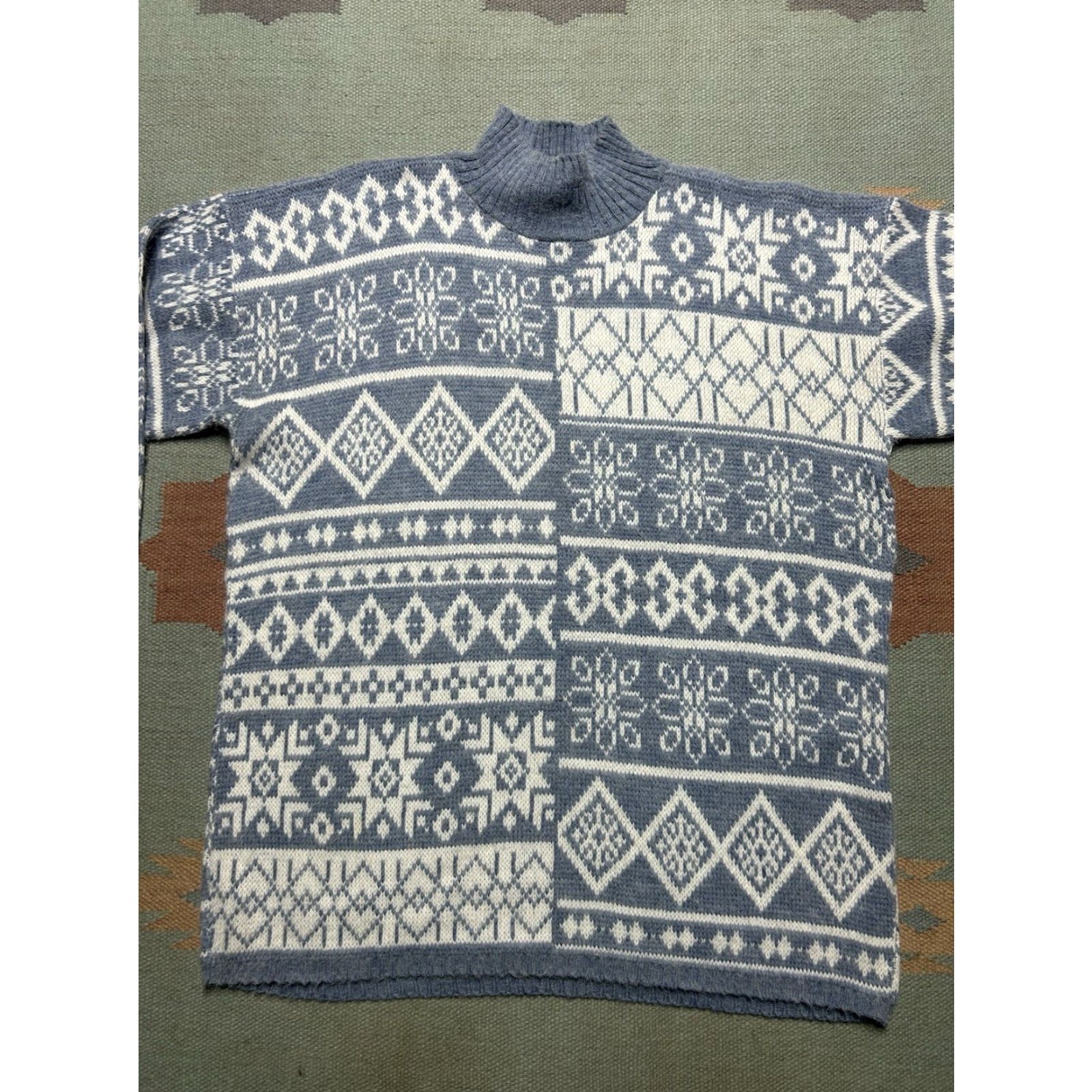 Vintage VINTAGE Nordic Icelandic blue white snowflake acrylic knit sweater Adult Large Sweater Mens White Size US L / EU 52-54 / 3 - 2 Thumbnail