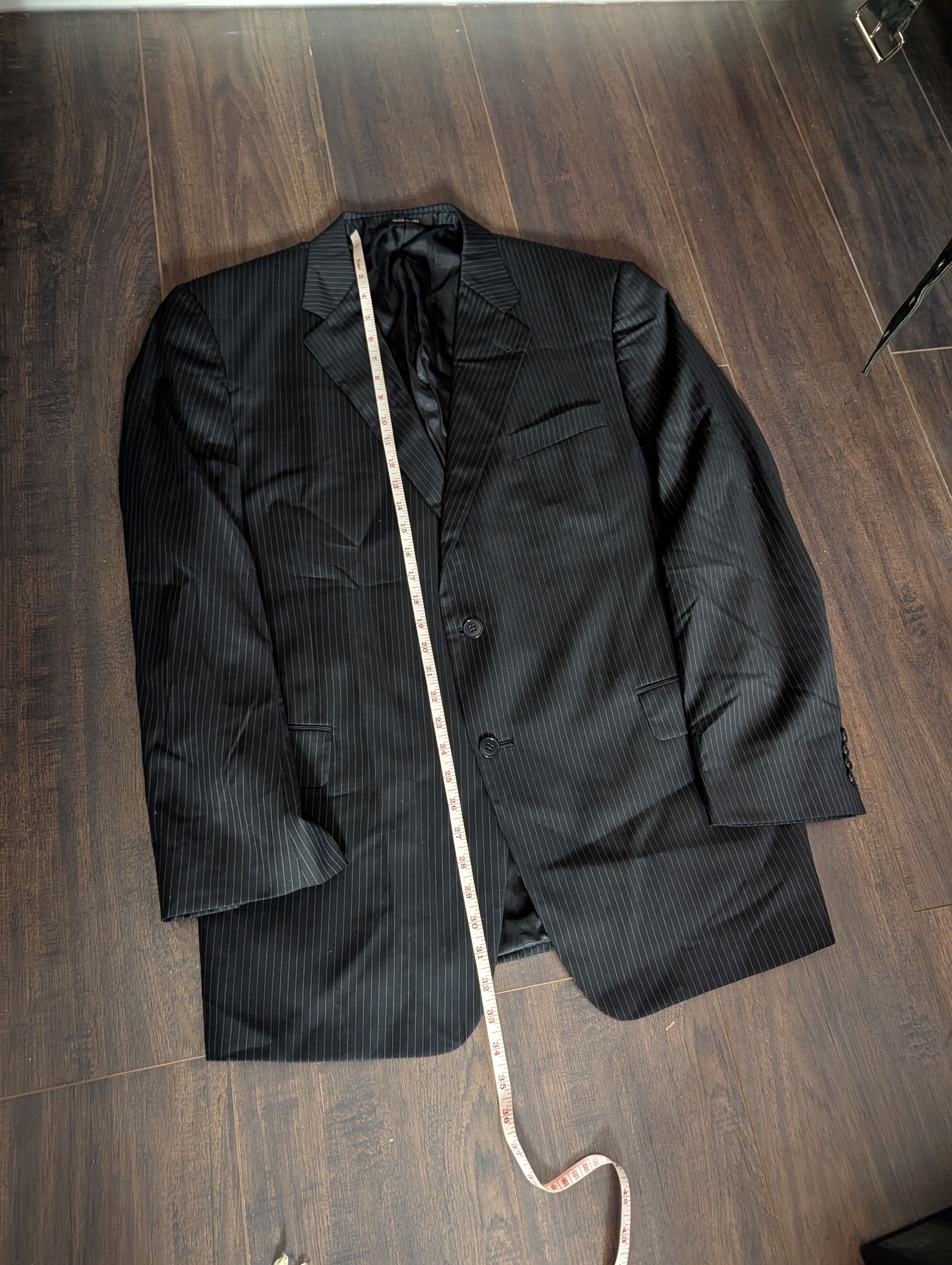 Loro Piana Super 120s Wool Black Pinstriped Joseph Abboud Jacket Size 46R - 16 Thumbnail