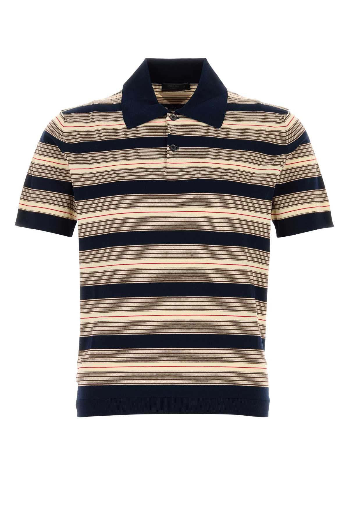Embroidered Stretch Cotton Blend Polo Shirt