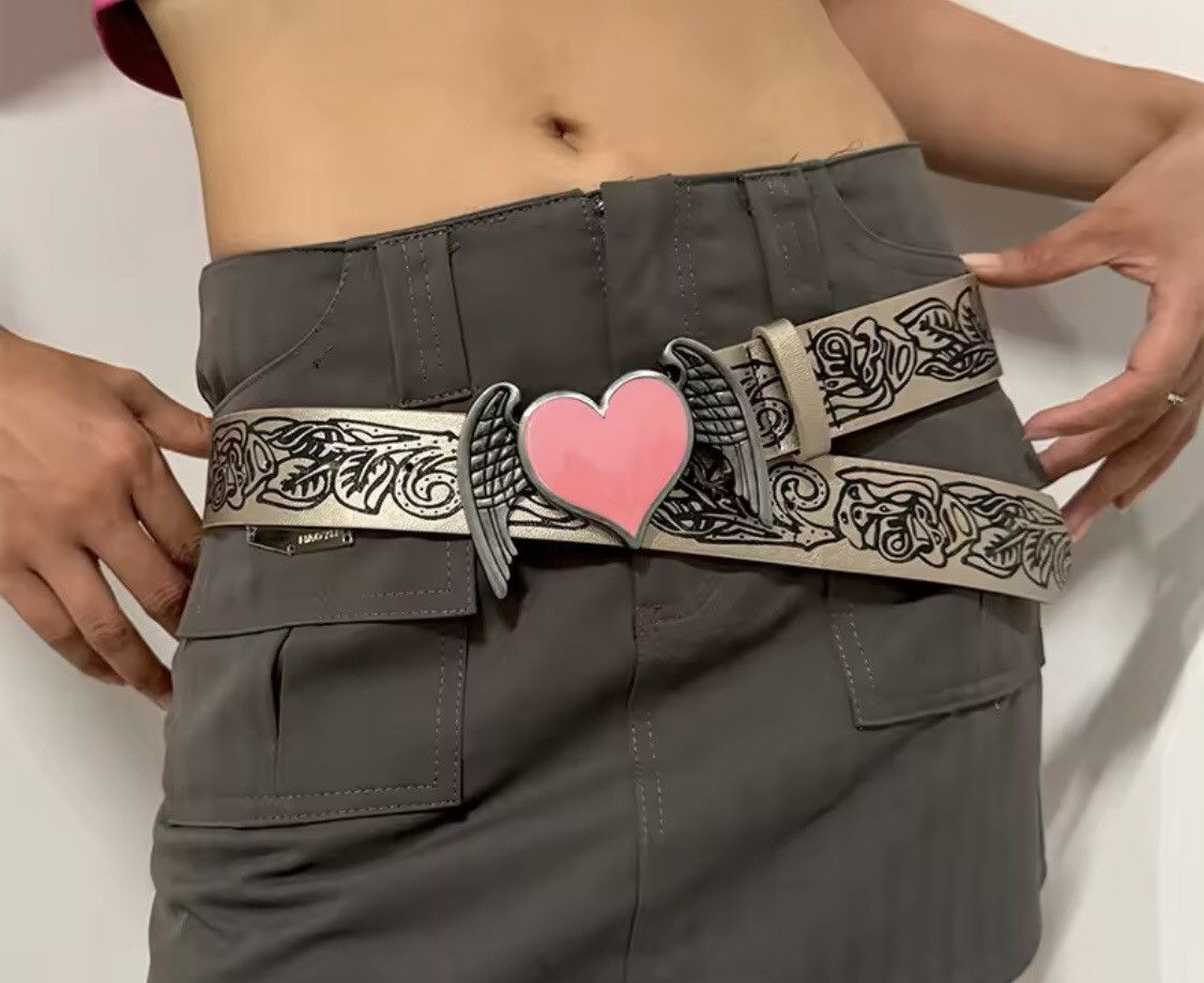 Japanese Brand Y2K Waist Belts Pants Pink Heart Size ONE SIZE - 1 Thumbnail