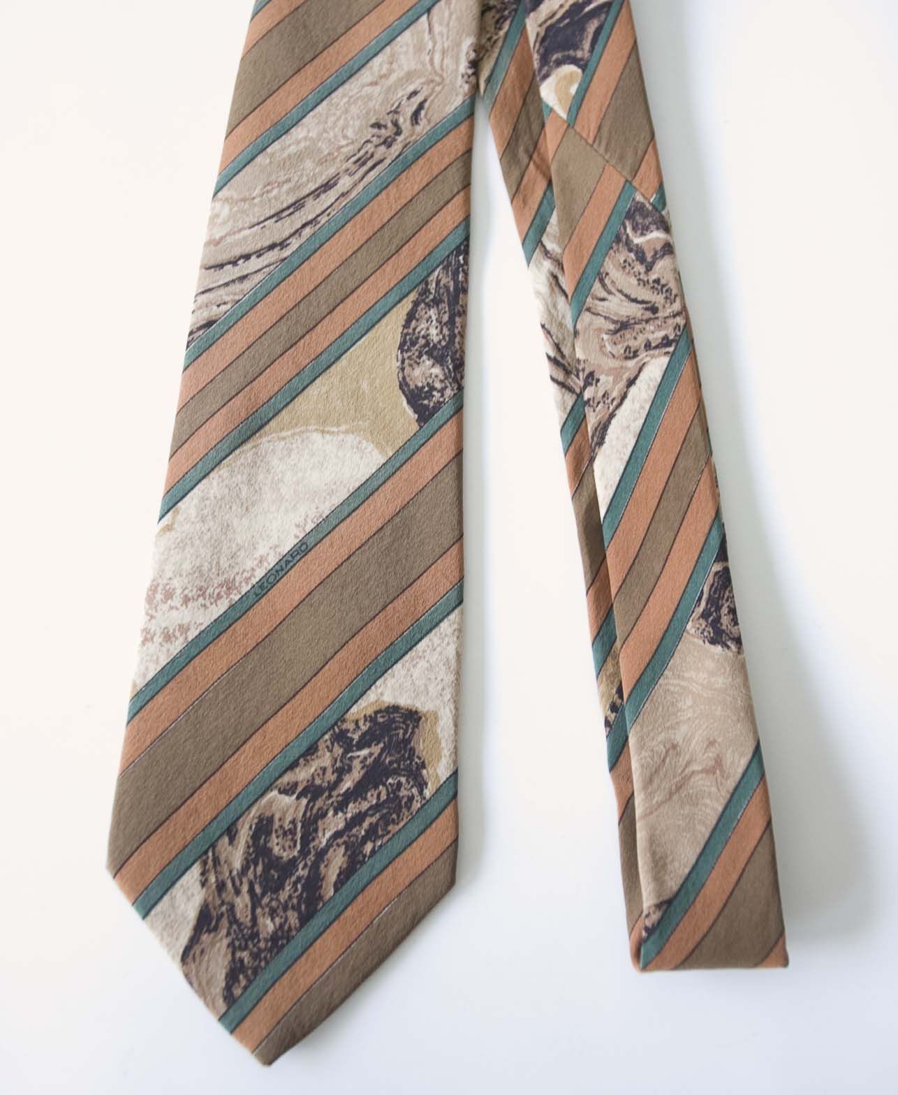 Leonard Paris × Vintage Leonard Paris Nectie Tie Silk Vintage Abstract Brown Size ONE SIZE - 3 Thumbnail