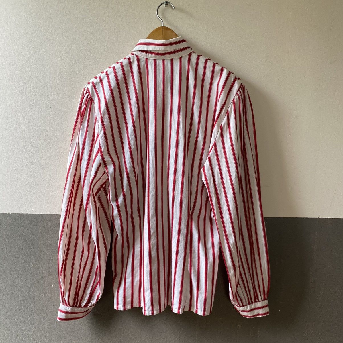 Norma Kamali Norma Kamali Red Striped Long Sleeve Blouse Size L / US 10 / IT 46 - 2 Thumbnail
