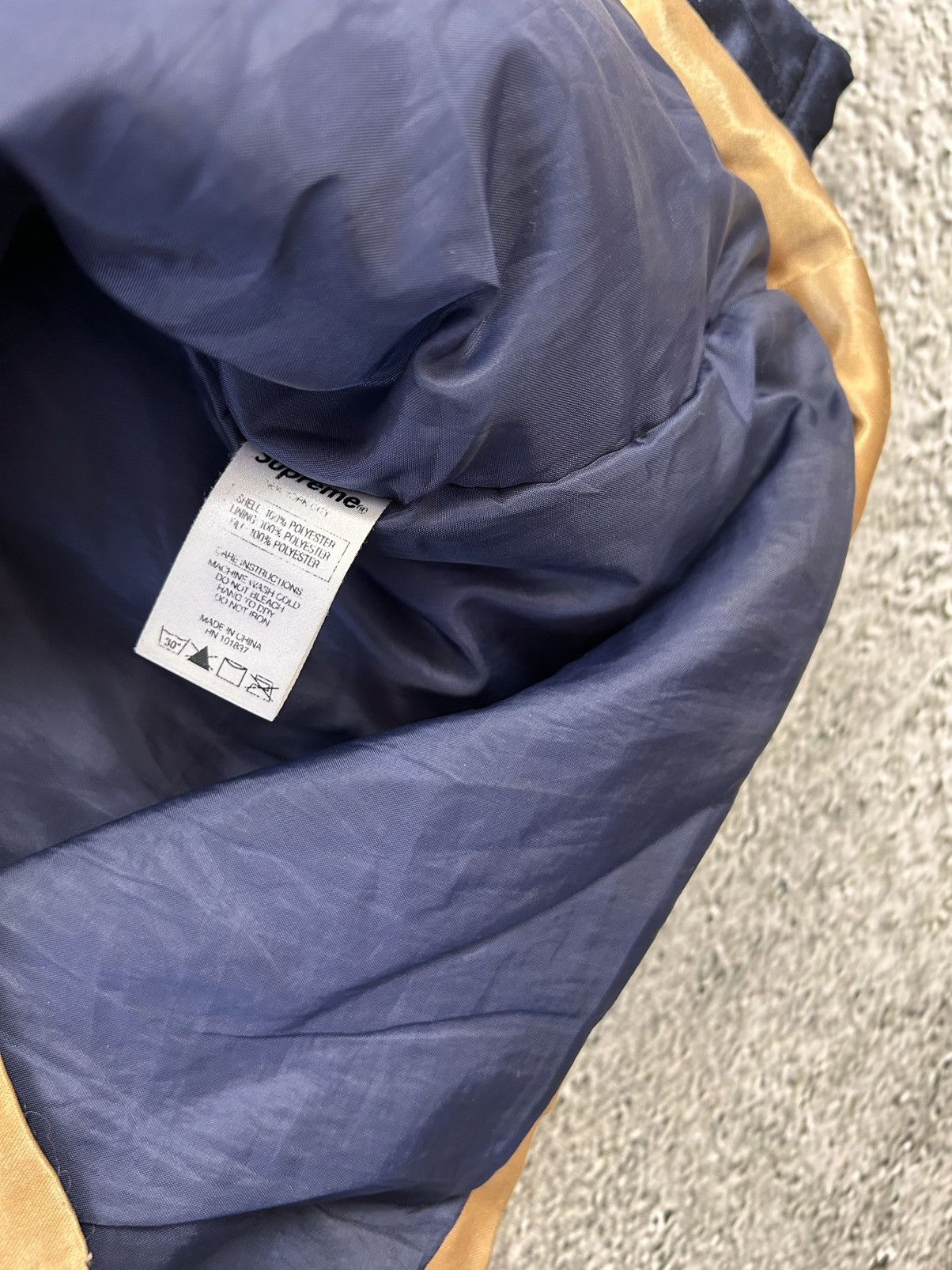 Supreme Supreme Quilted Satin Gold/Navy Parka Jacket Big Logo AW14 Size US L / EU 52-54 / 3 - 8 Thumbnail