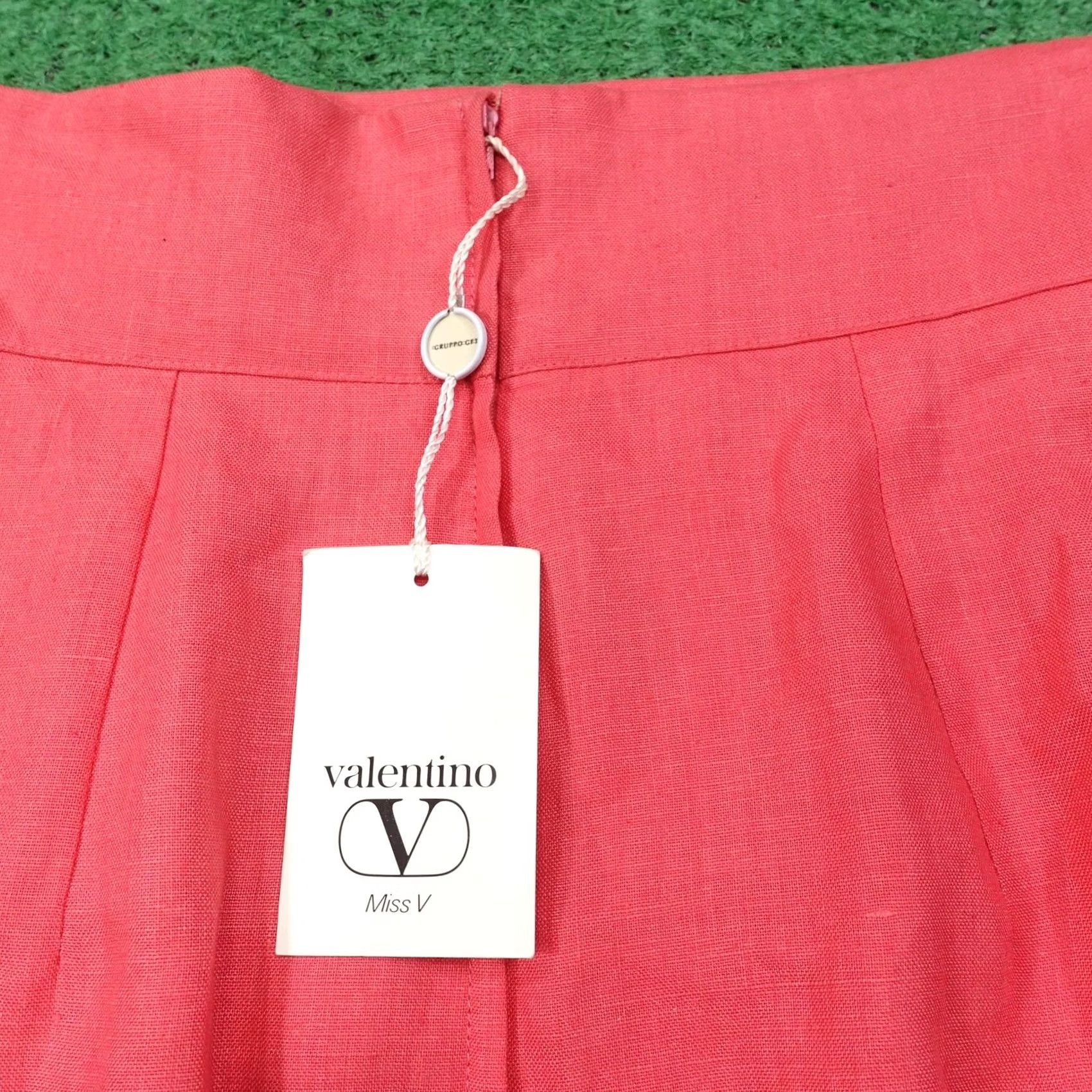 Valentino Valentino Miss V Skirt - Womens 8 Pink Linen Midi Pencil Size 30" / US 8 / IT 44 - 4 Thumbnail