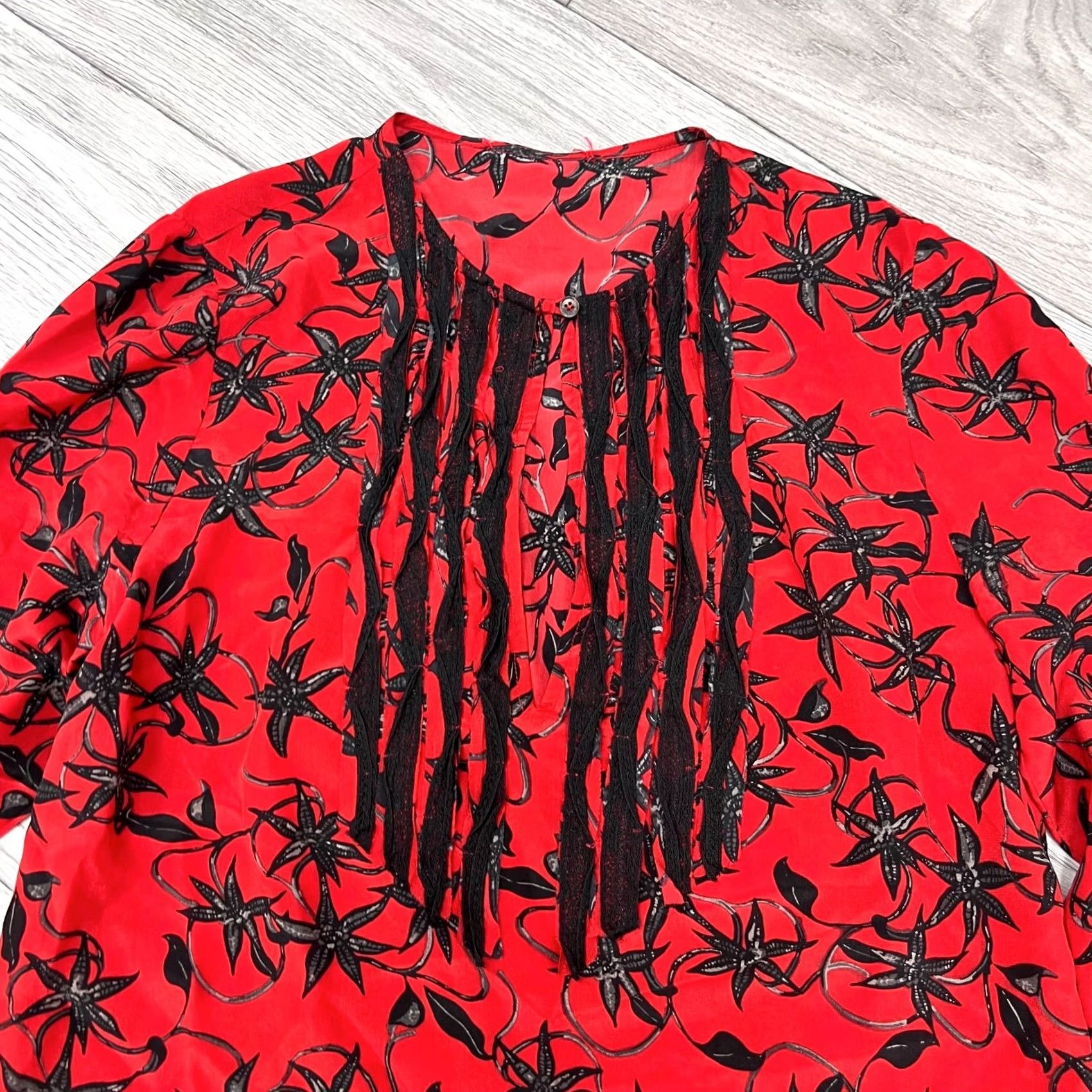 Zadig & Voltaire Zadig & Voltaire Remus Silk Floral Print Red Black Dress M Women Long Sleeve Mini Short Vintage: No Size M / US 6-8 / IT 42-44 - 2 Thumbnail