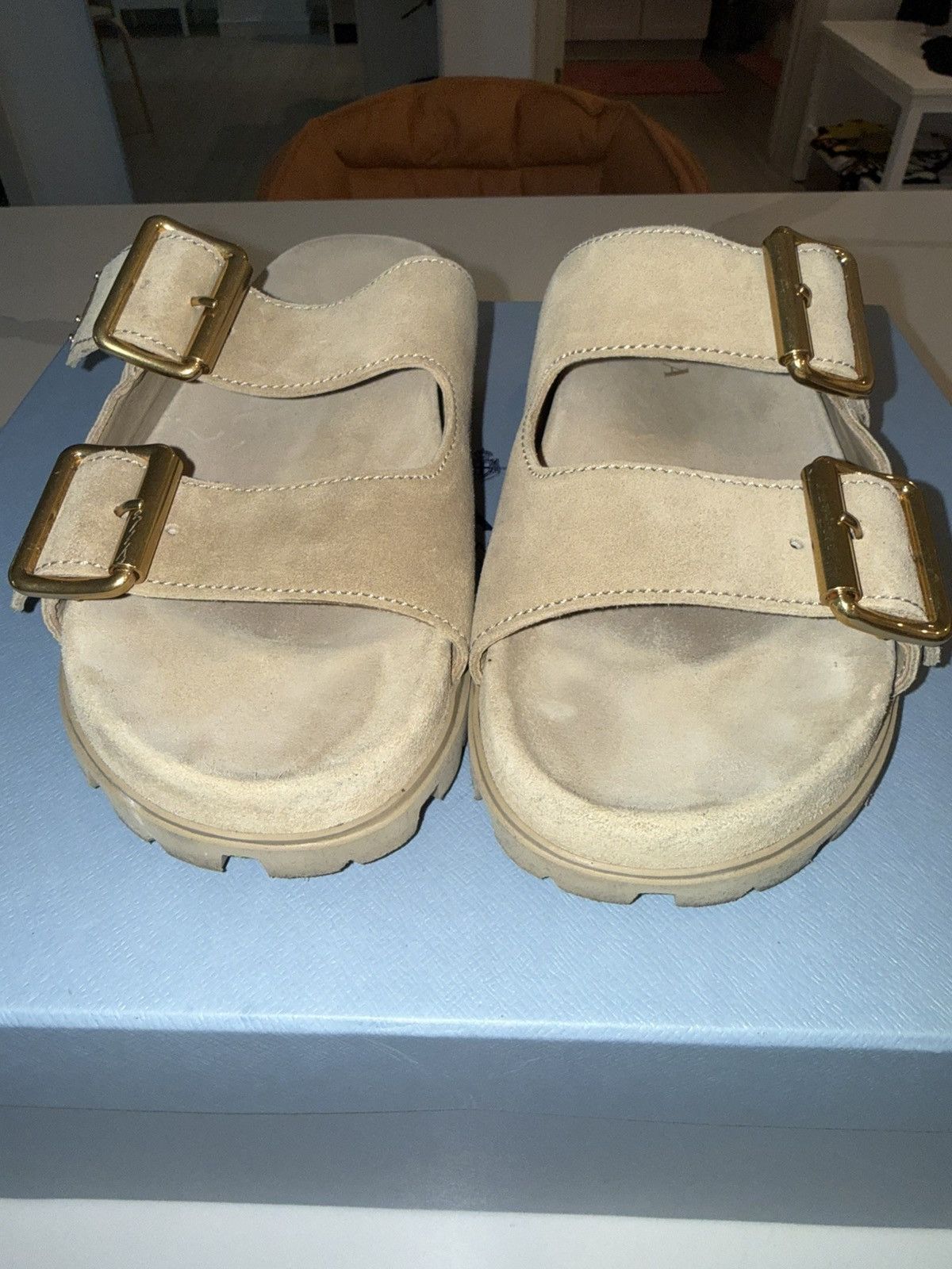 Prada Prada Suede Buckle Sandals Size US 8.5 / IT 38.5 - 8 Thumbnail