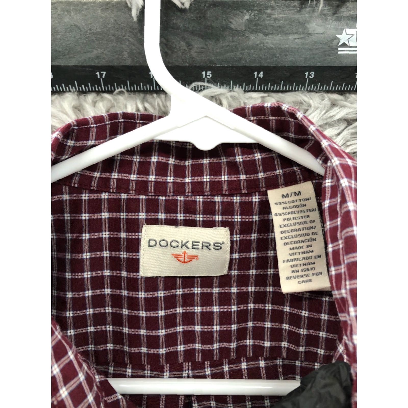 Dockers DOCKERS Shirt Mens Red Check Long Sleeve Button-Down Collar M Size US M / EU 48-50 / 2 - 4 Thumbnail