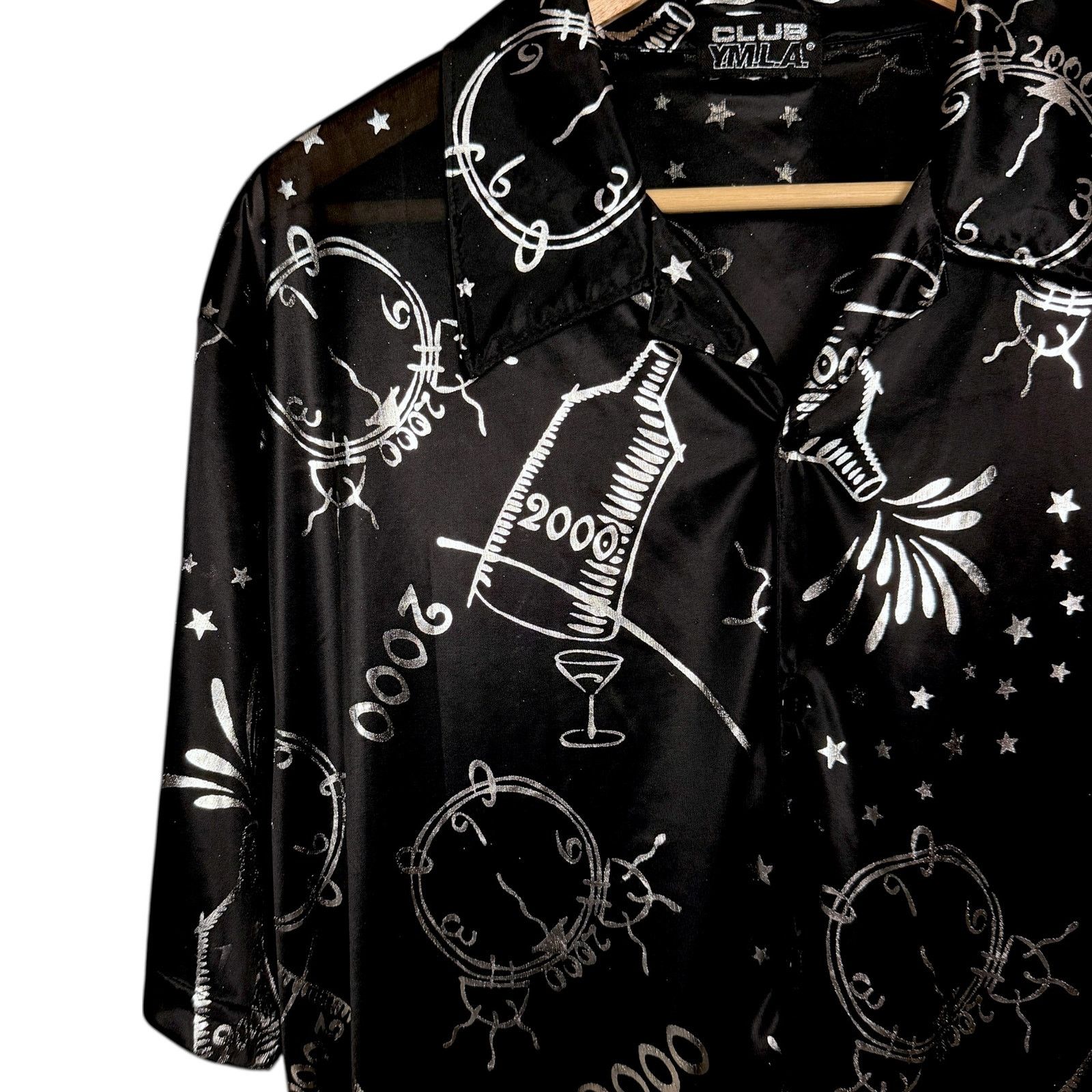 Other Vintage Y2K Club YMLA Y.M.L.A. New Year's 2000 Black Shirt Size US M / EU 48-50 / 2 - 4 Thumbnail