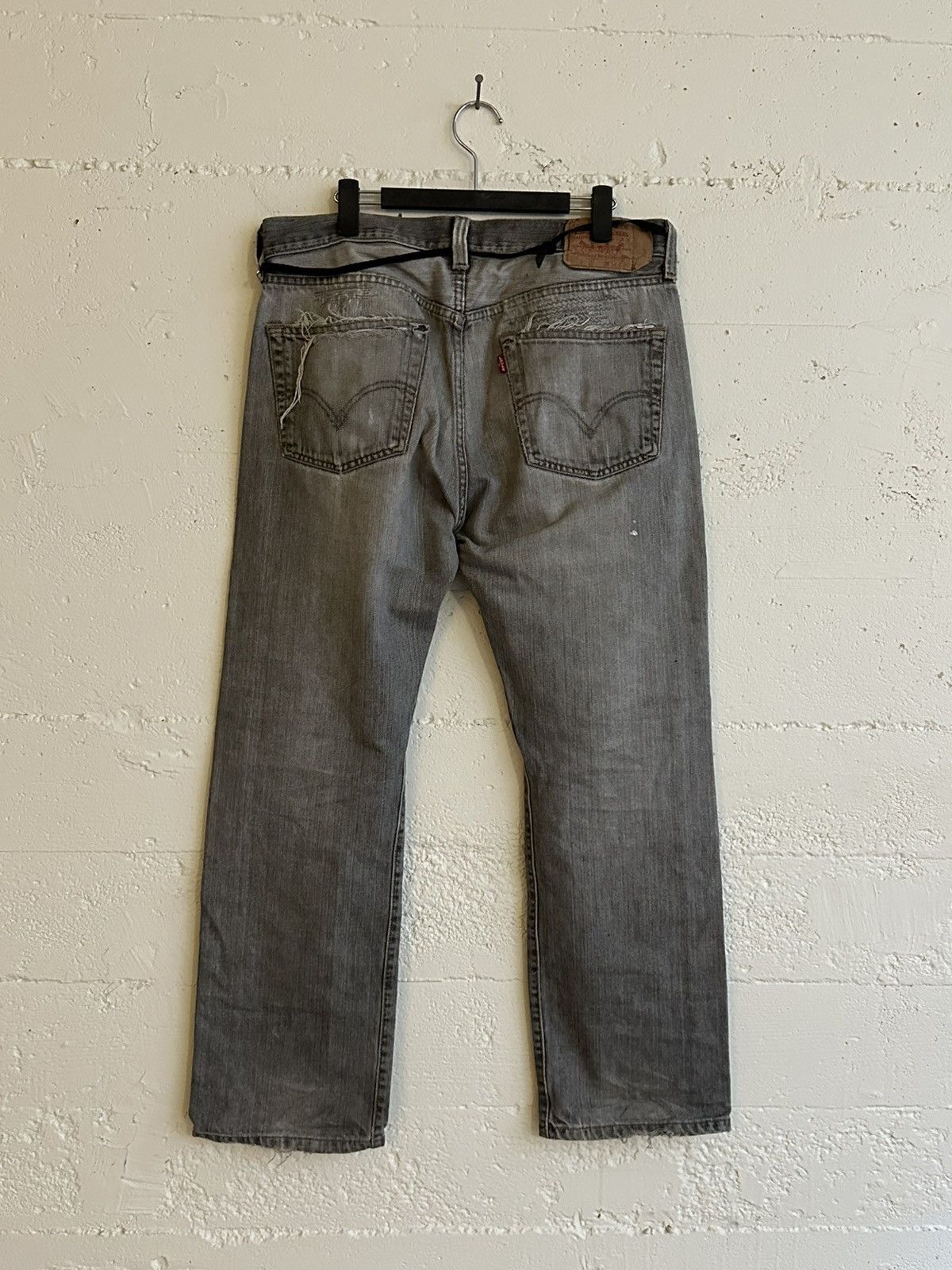 Vintage Grey Levi’s Thrashed and Repaired