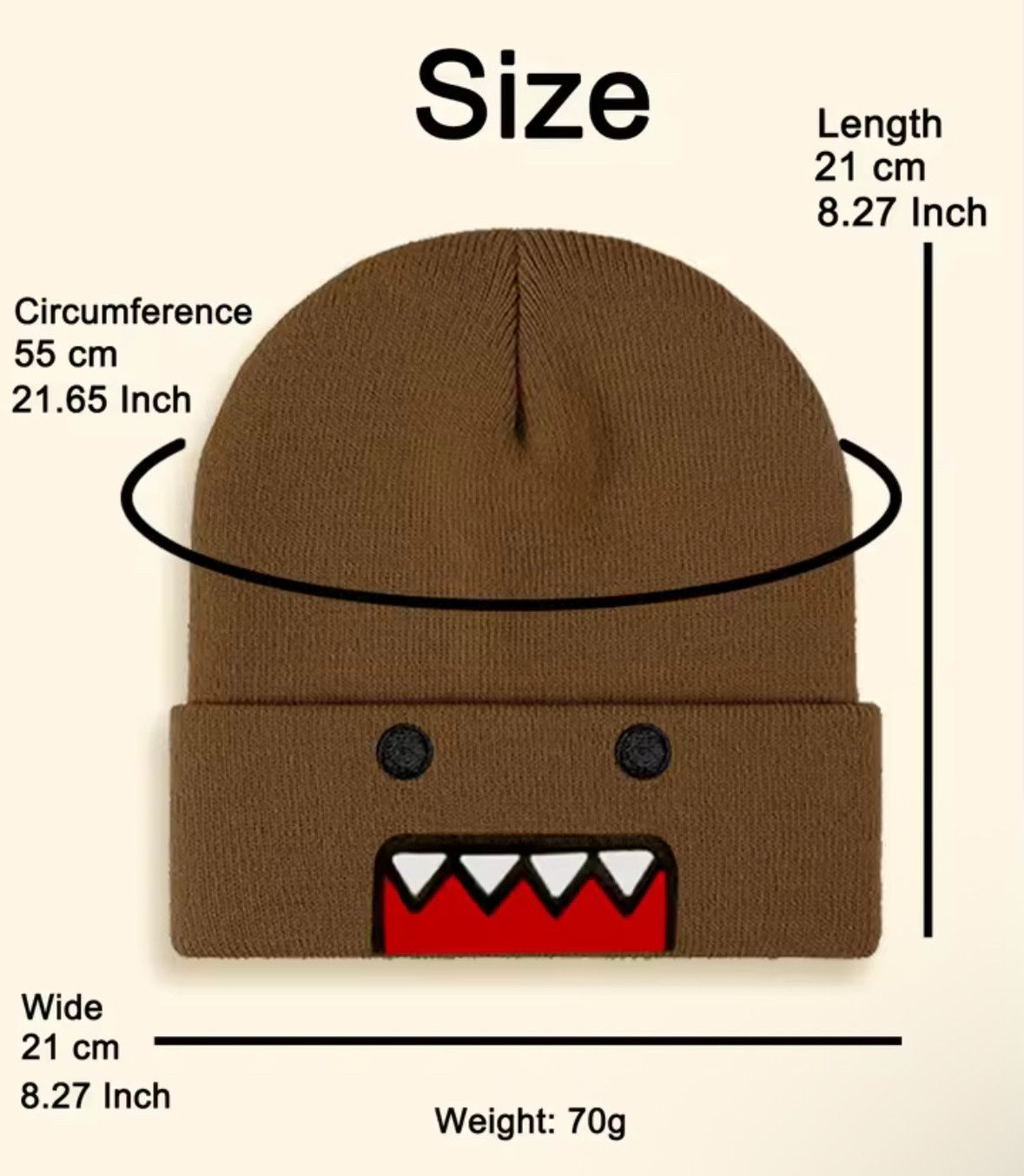 Japanese Brand Y2K Blue Domo Bear Kun Beanie Autumn Winter Warm Hat Size ONE SIZE - 2 Thumbnail