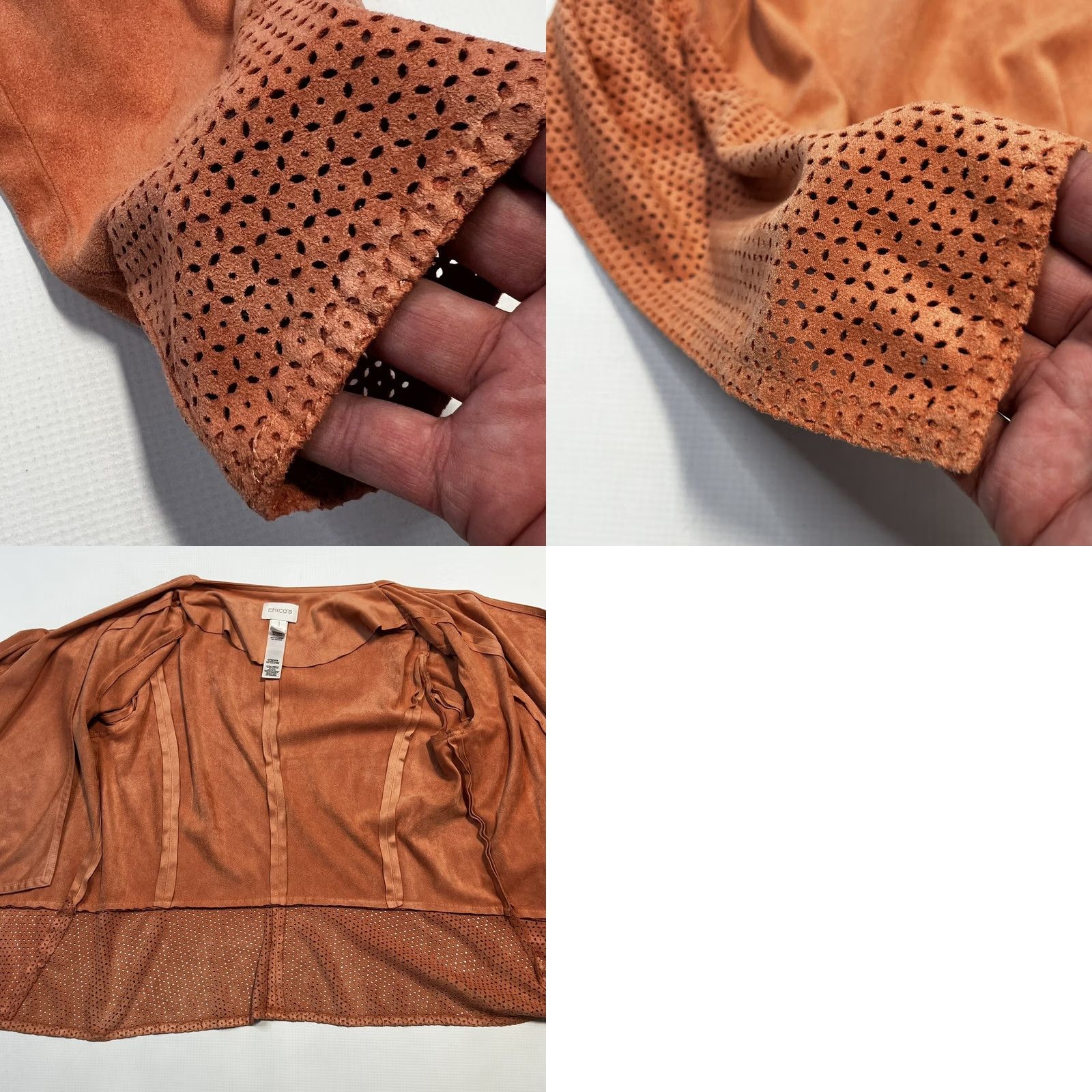 Vintage Chicos Womens Blazer Cardigan Open Face Waterfall Draping Orange Knit Long Sleeve Size M Size M / US 6-8 / IT 42-44 - 8 Thumbnail