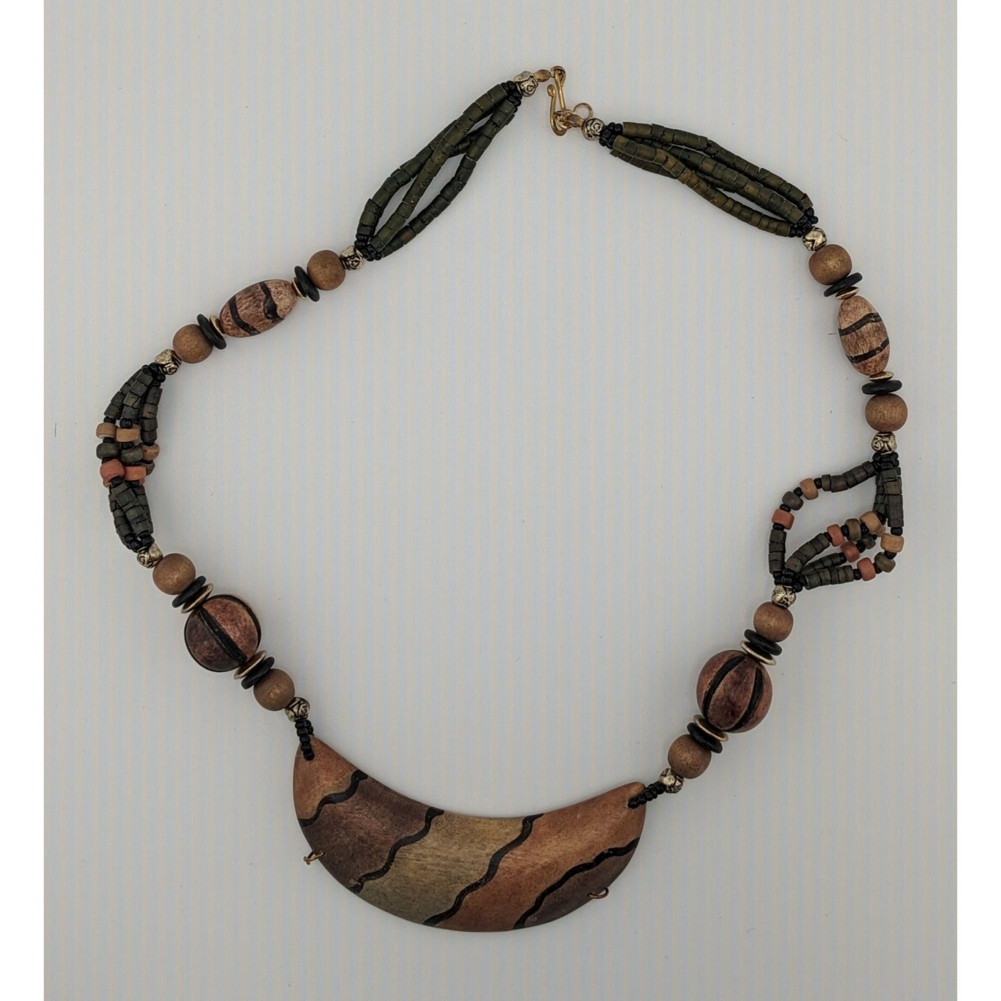 Other Vintage Tribal Hand Painted Wooden Beaded Necklace Size ONE SIZE - 5 Thumbnail
