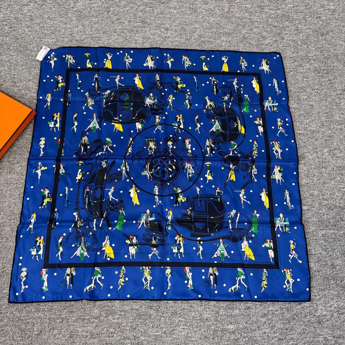 Hermes Hermes Royal Blue Carriage Dance Silk Scarf 99 New Box Size ONE SIZE - 2 Thumbnail