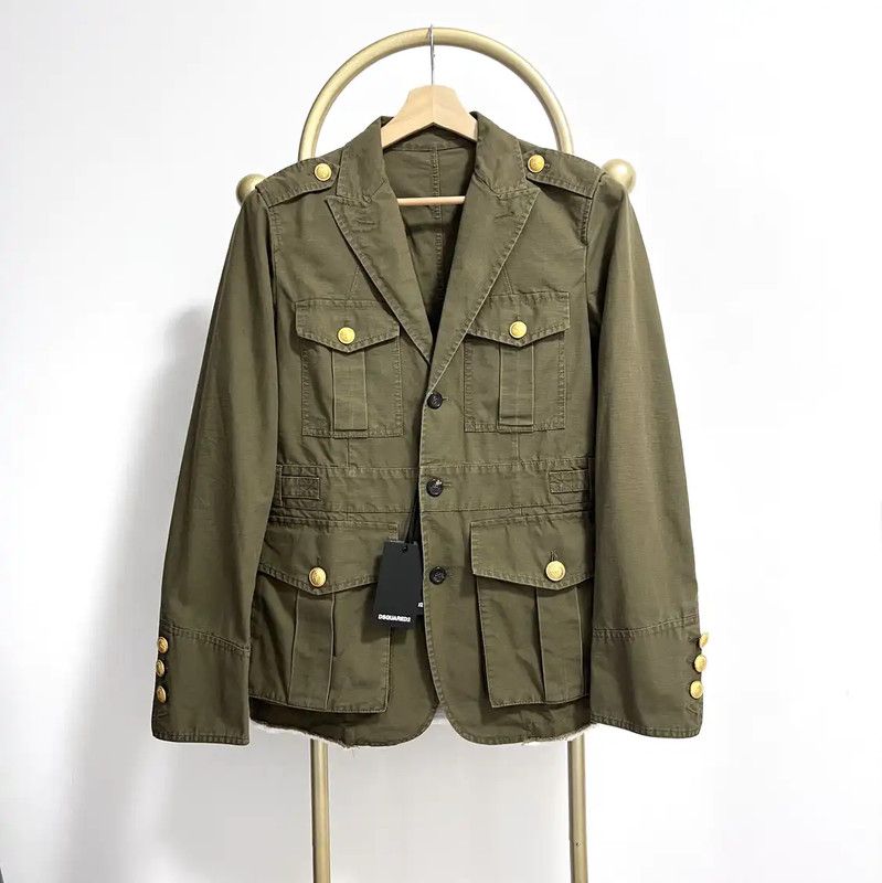 Dsquared2 DSQUARED2 Men's Olive Green Long Sleeve Jacket 0089 Size US S / EU 44-46 / 1 - 1 Thumbnail