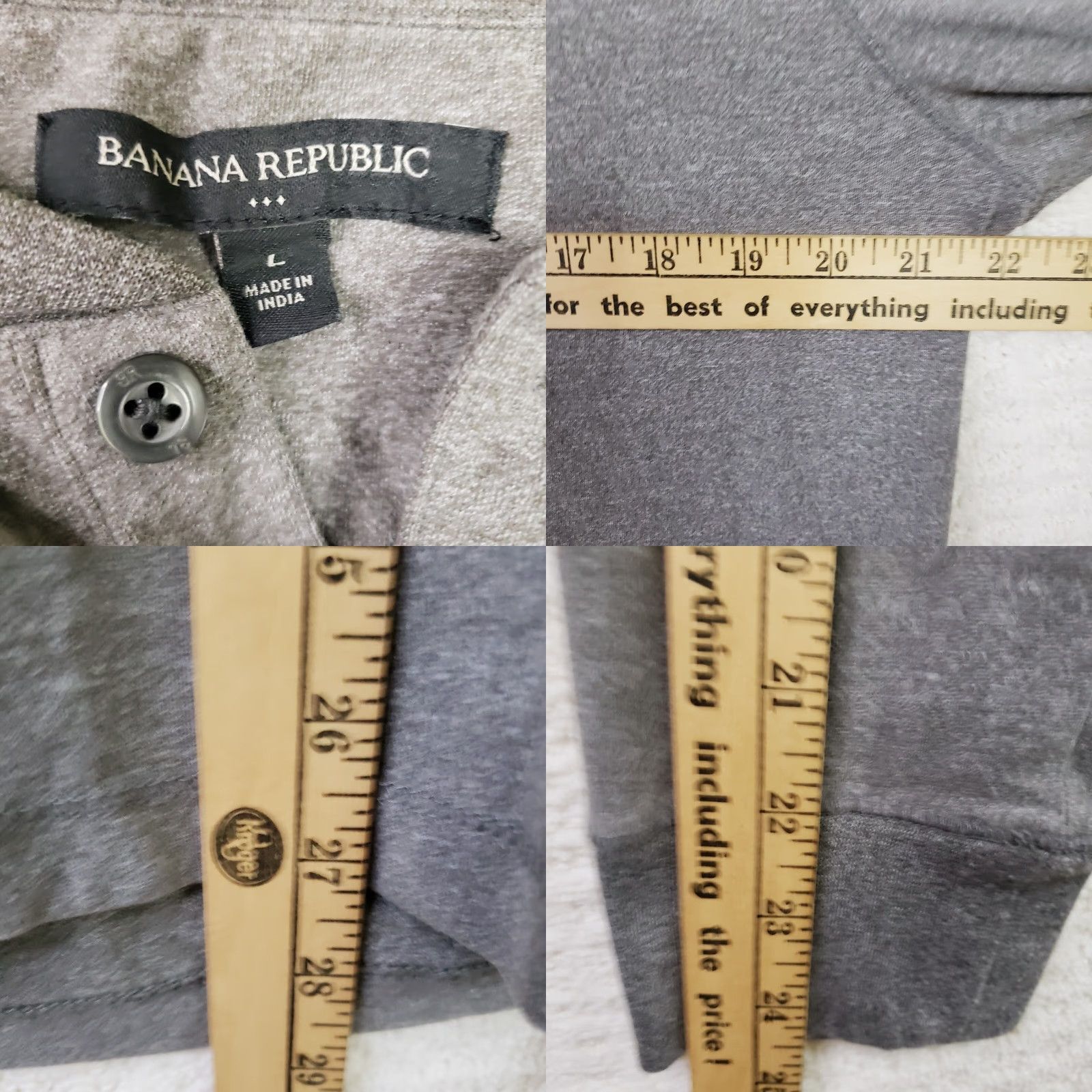 Banana Republic BANANA REPUBLIC Button Front Pullover Henley Shirt L Mens Gray Long Sleeve Shirt Regular Fit Size US L / EU 52-54 / 3 - 8 Thumbnail