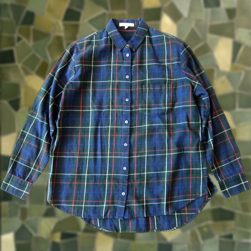 Madewell Madewell Blouse Shirt 100% Cotton Blue Green Plaid Flannel Button Down Long Sleeve S Womens Size S / US 4 / IT 40 - 1 Thumbnail