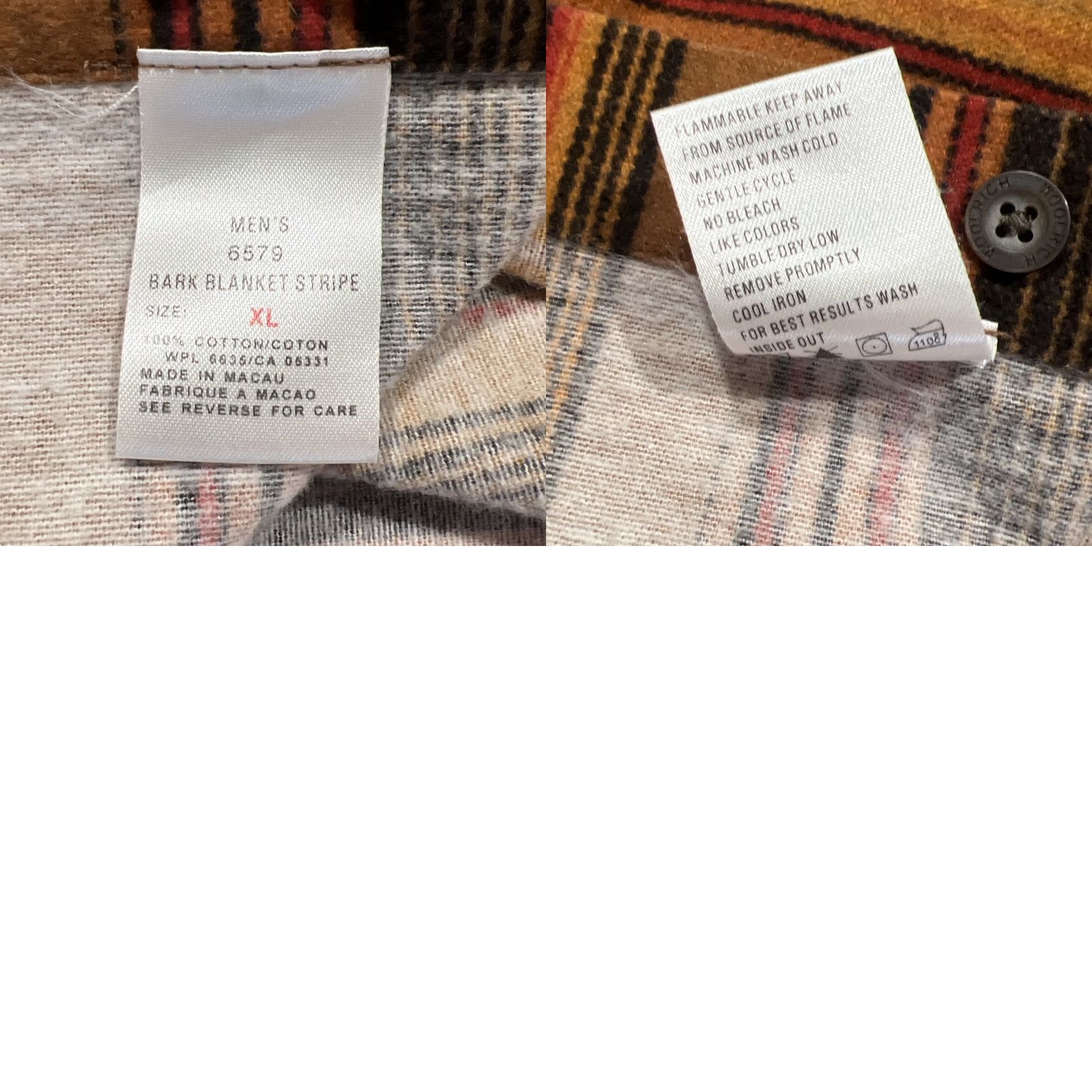 Vintage Woolrich Shirt Mens XL Bark Blanket Striped Flannel Button Down Pocket Cotton Size US XL / EU 56 / 4 - 10 Thumbnail