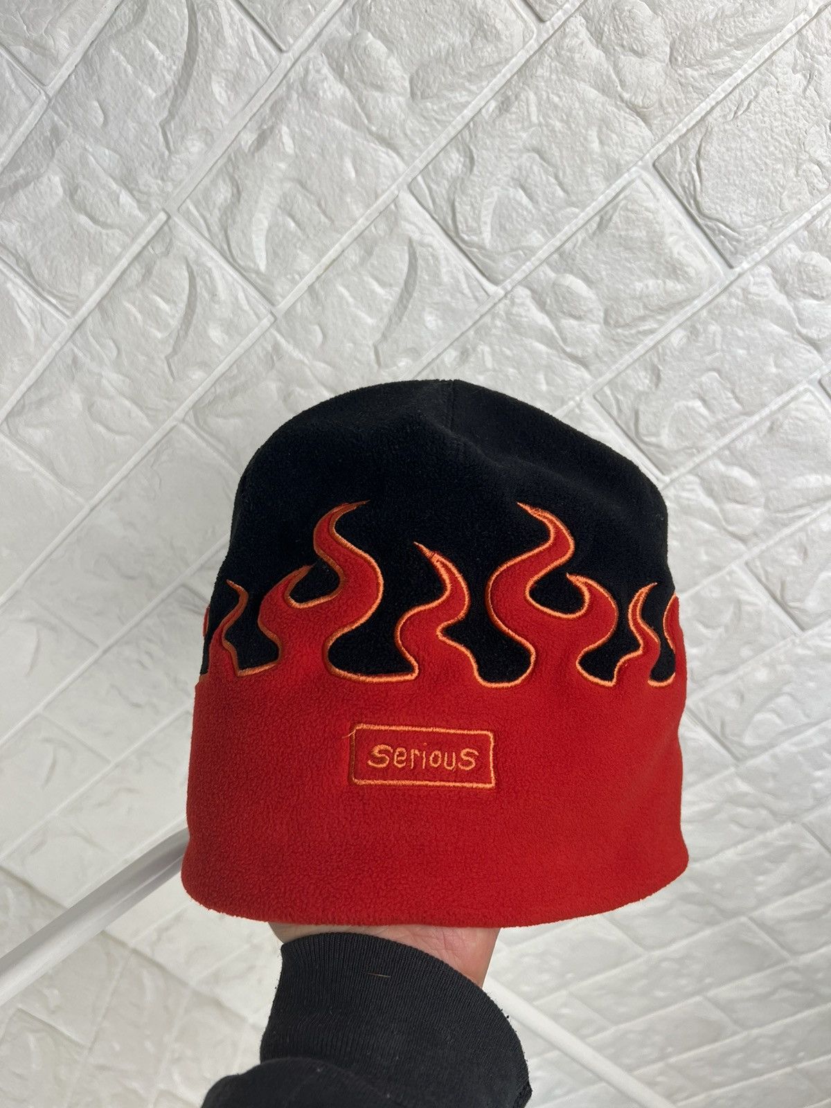 Japanese Brand Fire Flame Red Beanie Hat Size ONE SIZE - 9 Thumbnail