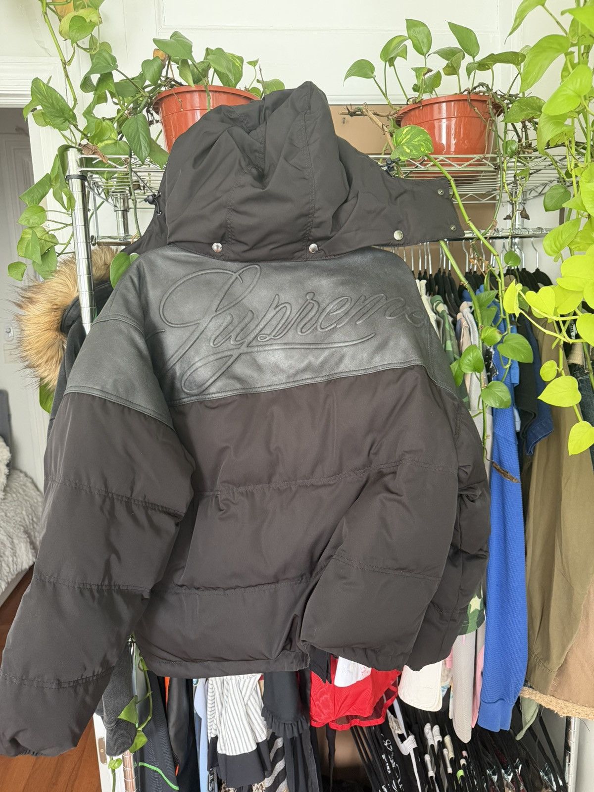 Supreme Supreme Leather Yoke Puffer Jacket Size US S / EU 44-46 / 1 - 2 Thumbnail