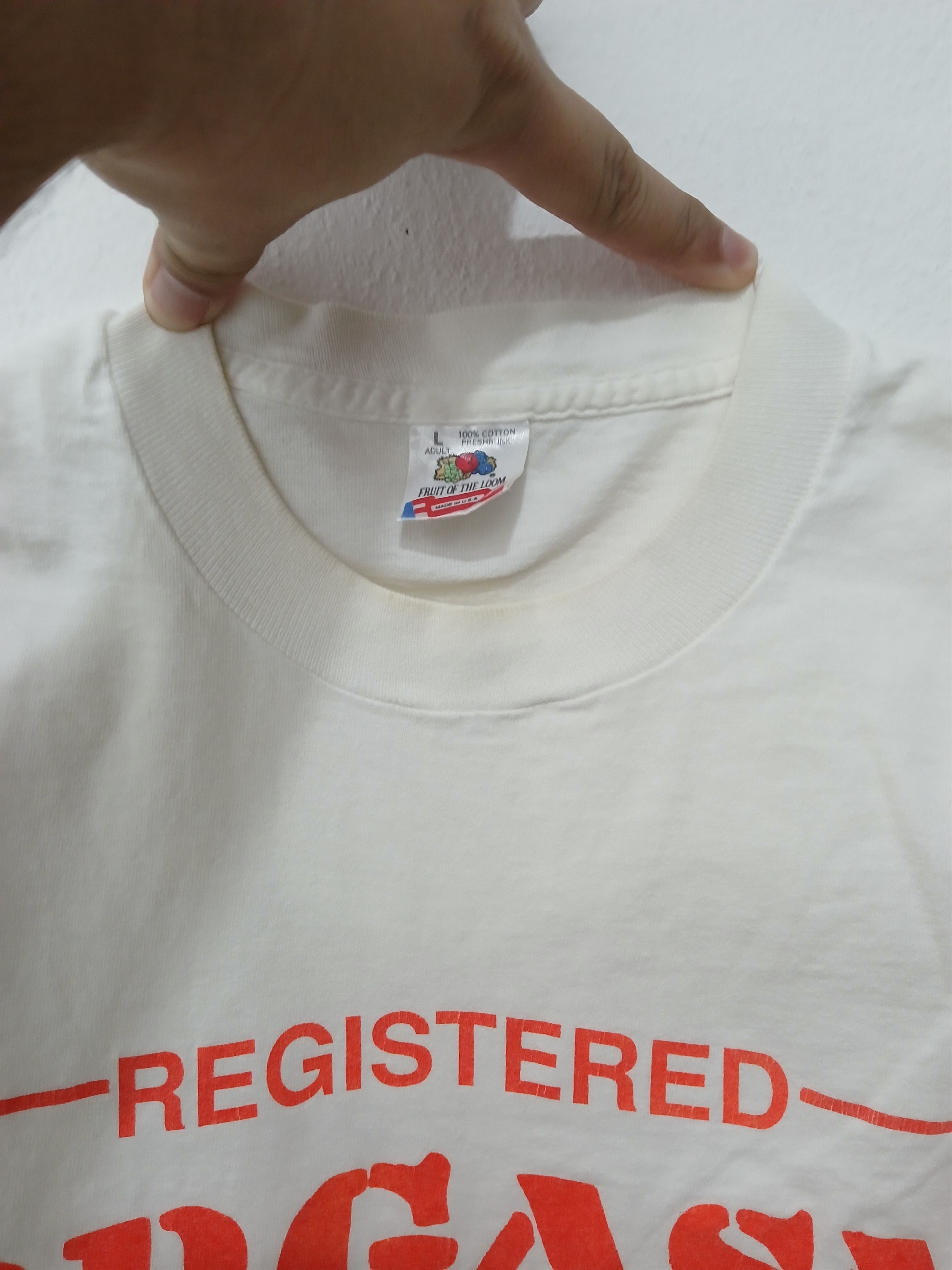 Vintage REGISTERED ORGASM DONOR Font Joke Vintage Tee 1991 Size US L / EU 52-54 / 3 - 4 Thumbnail