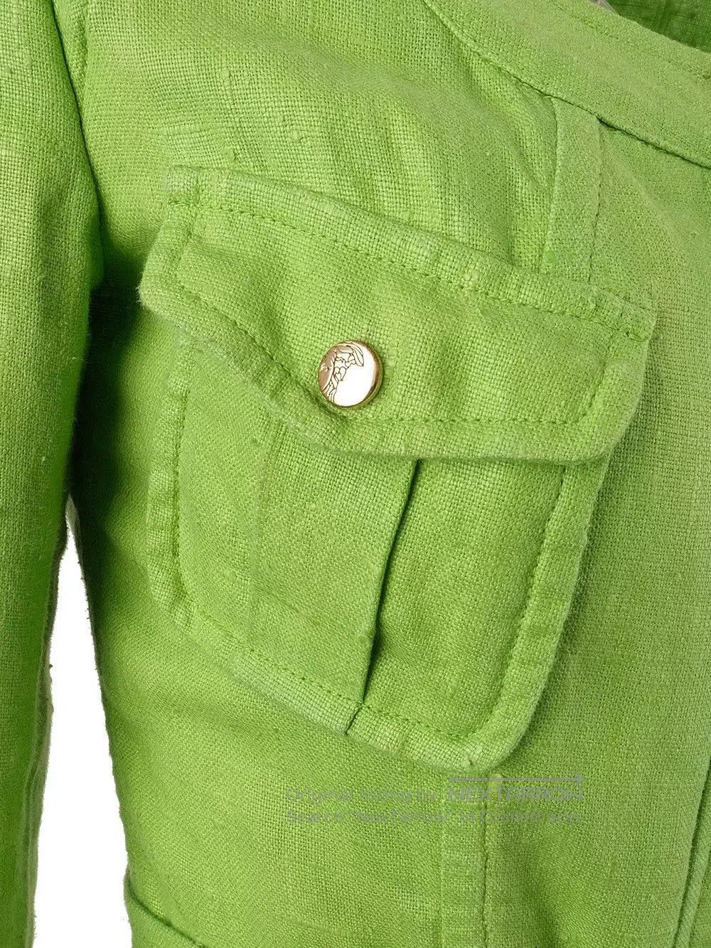 Versace Vintage Green Linen Jacket by Versace. Size S / US 4 / IT 40 - 4 Thumbnail